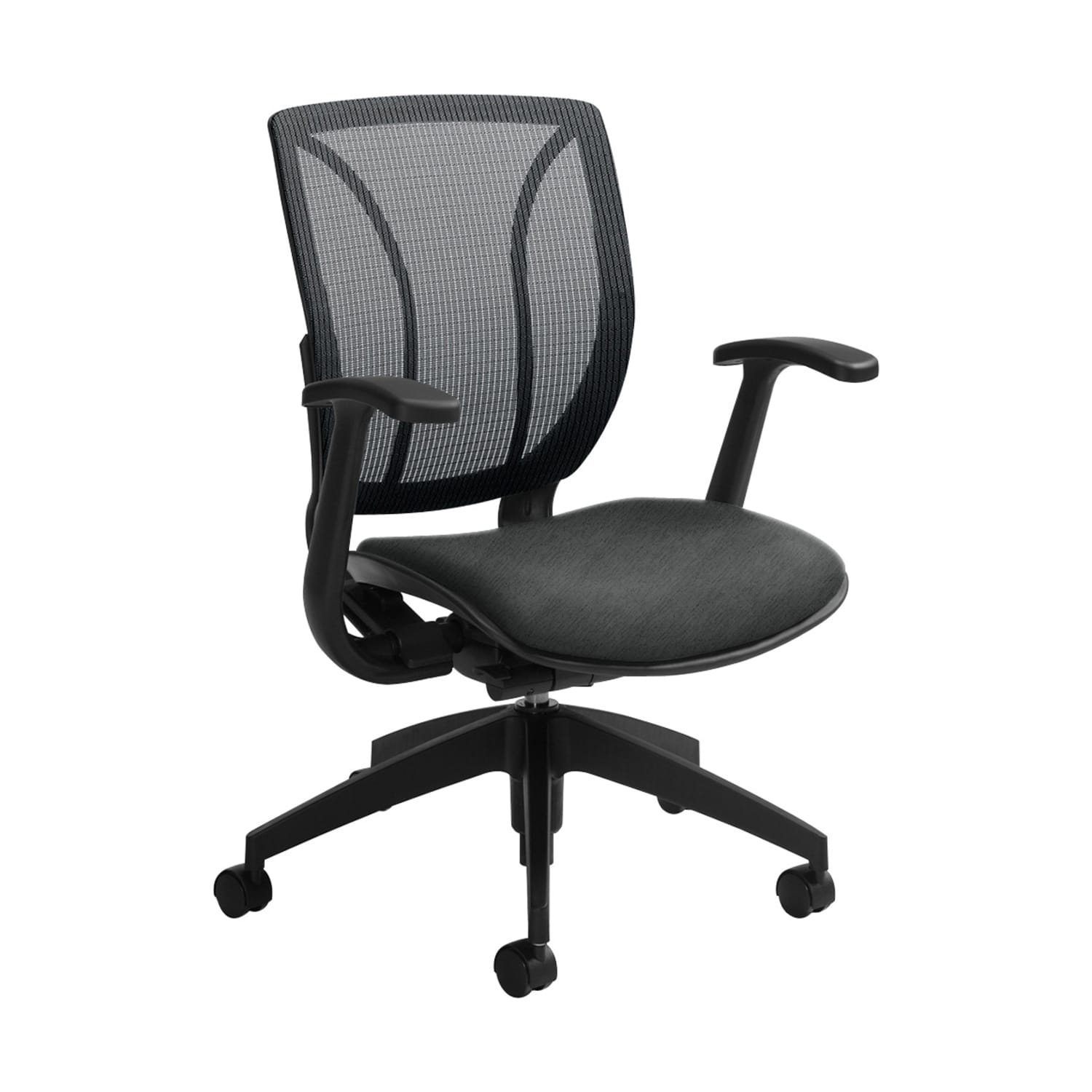 Global Roma Mesh Mid Back Chair 38inH x 25 12inW x 23 12inD Granite RockBlack PopularChairscom