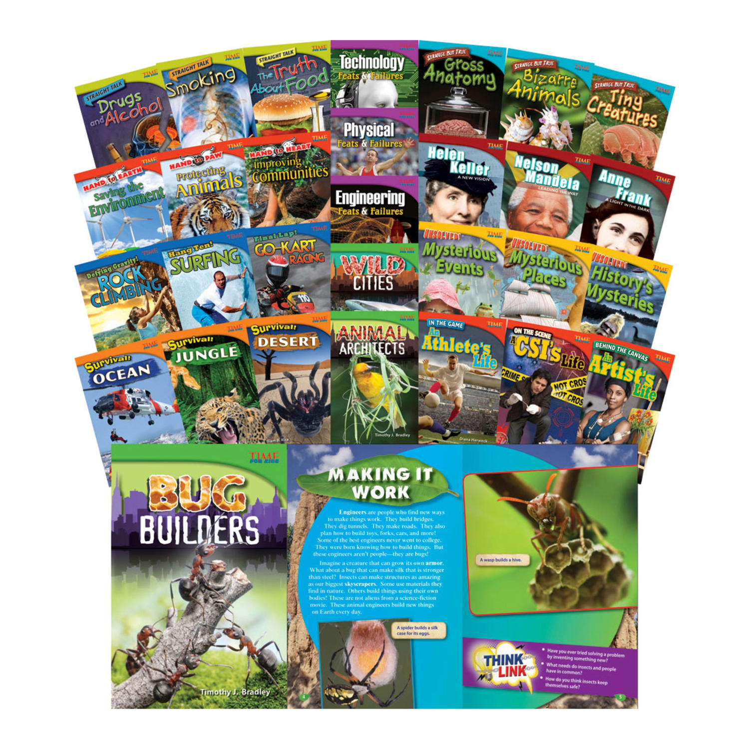 Shell Education Teacher Created Materials TIME FOR KIDS Nonfiction Book Set, Set Of 30 Books, Grade 4