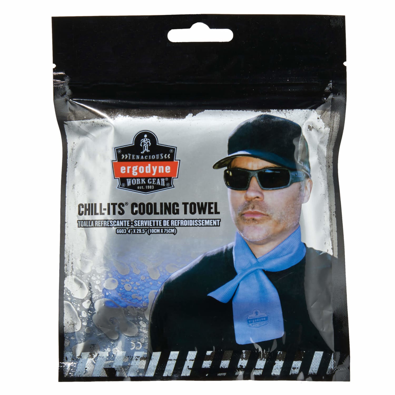 Ergodyne Chill-Its 6603 Evaporative Cooling Band, 29-1/2inH x 4inW, Blue - Image 3