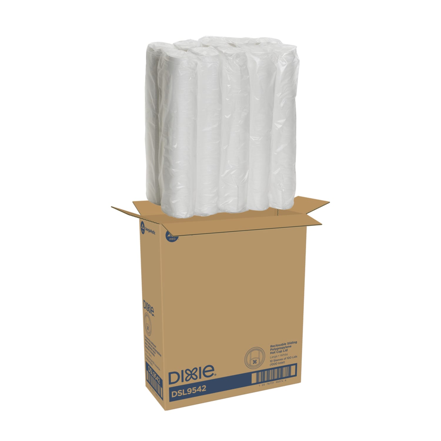 Dixie Reclosable Sliding Hot Cup Lids, Fits 10-20 Oz Cups, White, 1,000 Count (100 Lids Per Sleeve, 10 Sleeves Per Case) - Image 3