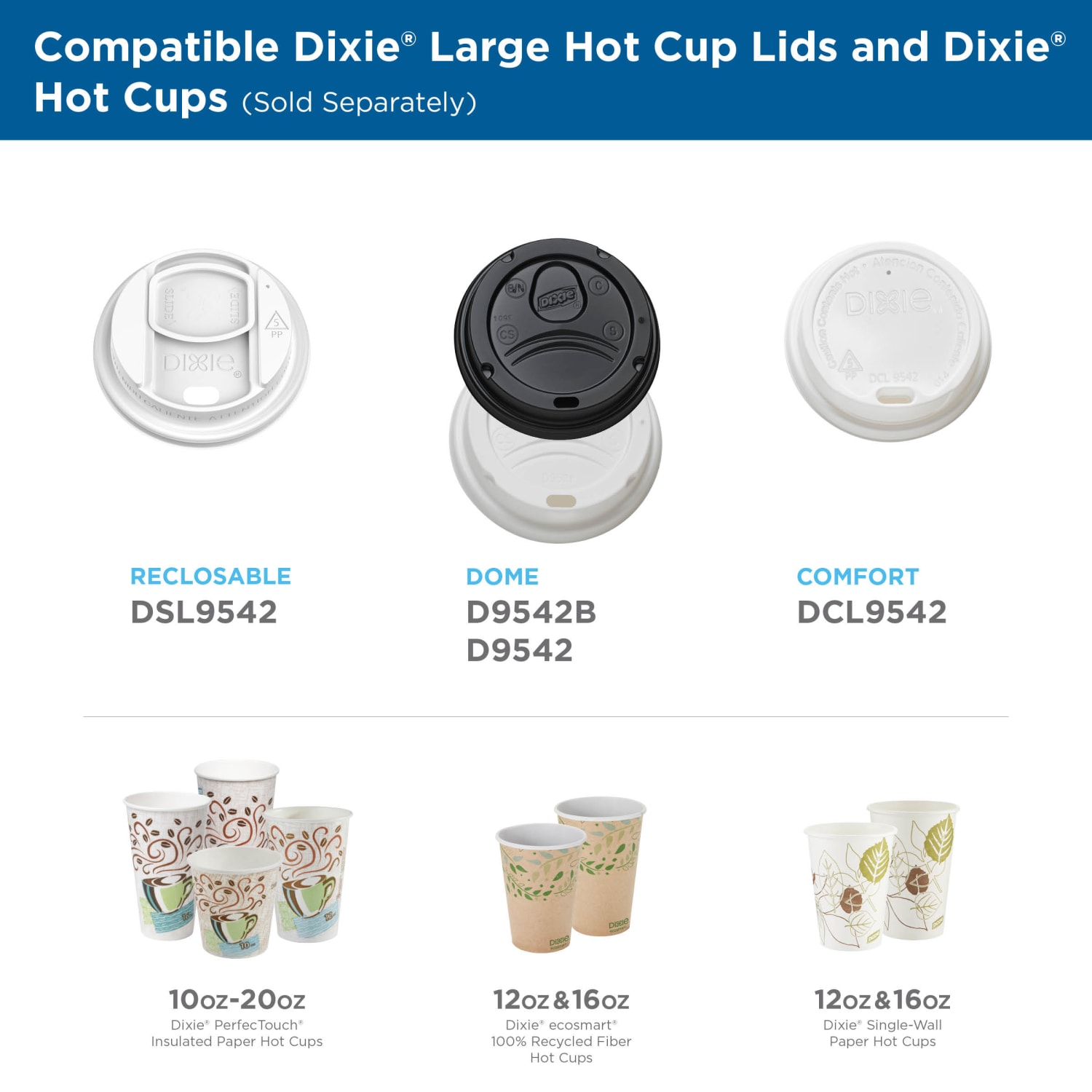 Dixie Reclosable Sliding Hot Cup Lids, Fits 10-20 Oz Cups, White, 1,000 Count (100 Lids Per Sleeve, 10 Sleeves Per Case) - Image 6