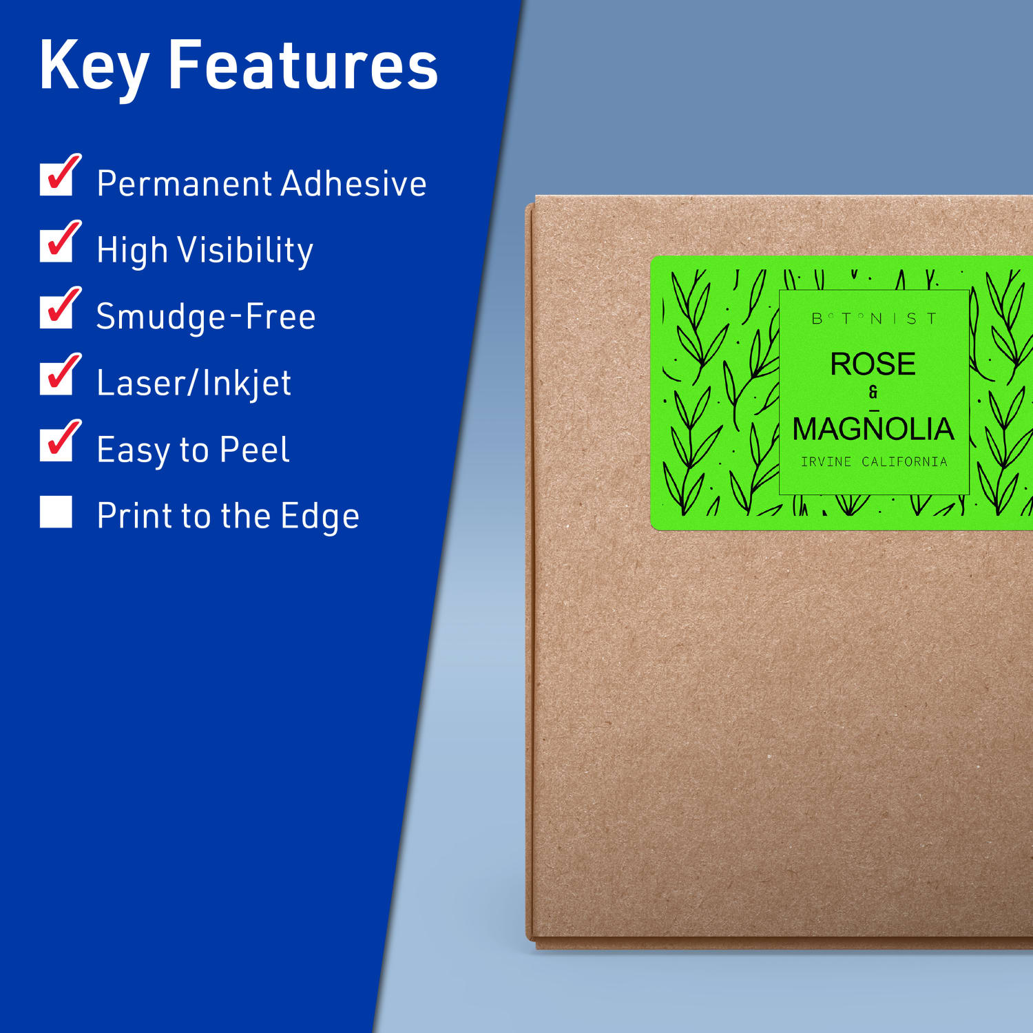 Avery Printable Labels With Sure Feed Technology, 94257-NGP20, Rectangle, 5in x 6in, Matte Neon Green, Pack of 40 - Image 3