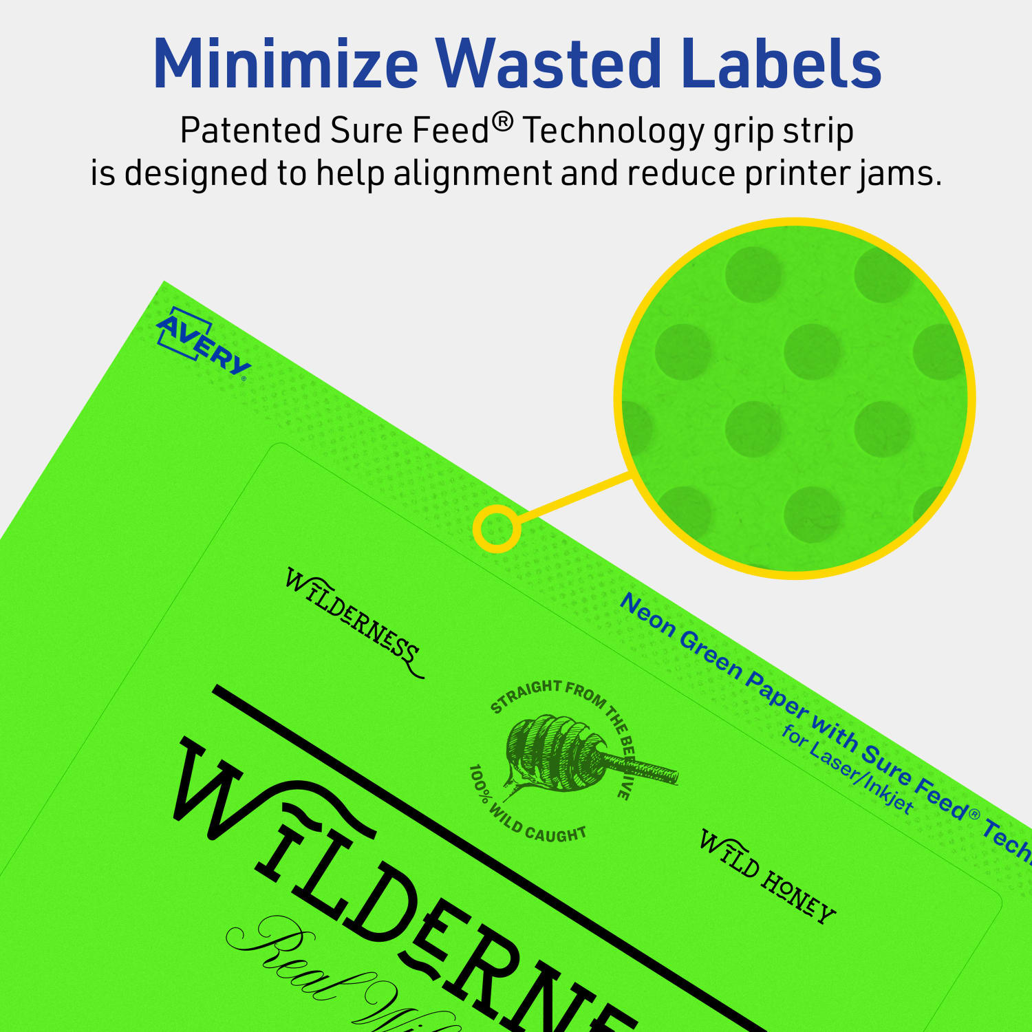 Avery Printable Labels With Sure Feed Technology, 94257-NGP20, Rectangle, 5in x 6in, Matte Neon Green, Pack of 40 - Image 5