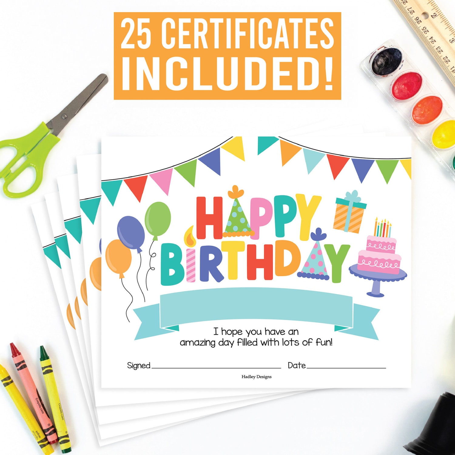 Hadley Designs Certificates For Students, 8in x 10in, Colorful Happy Birthday, Set Of 25 - Image 3