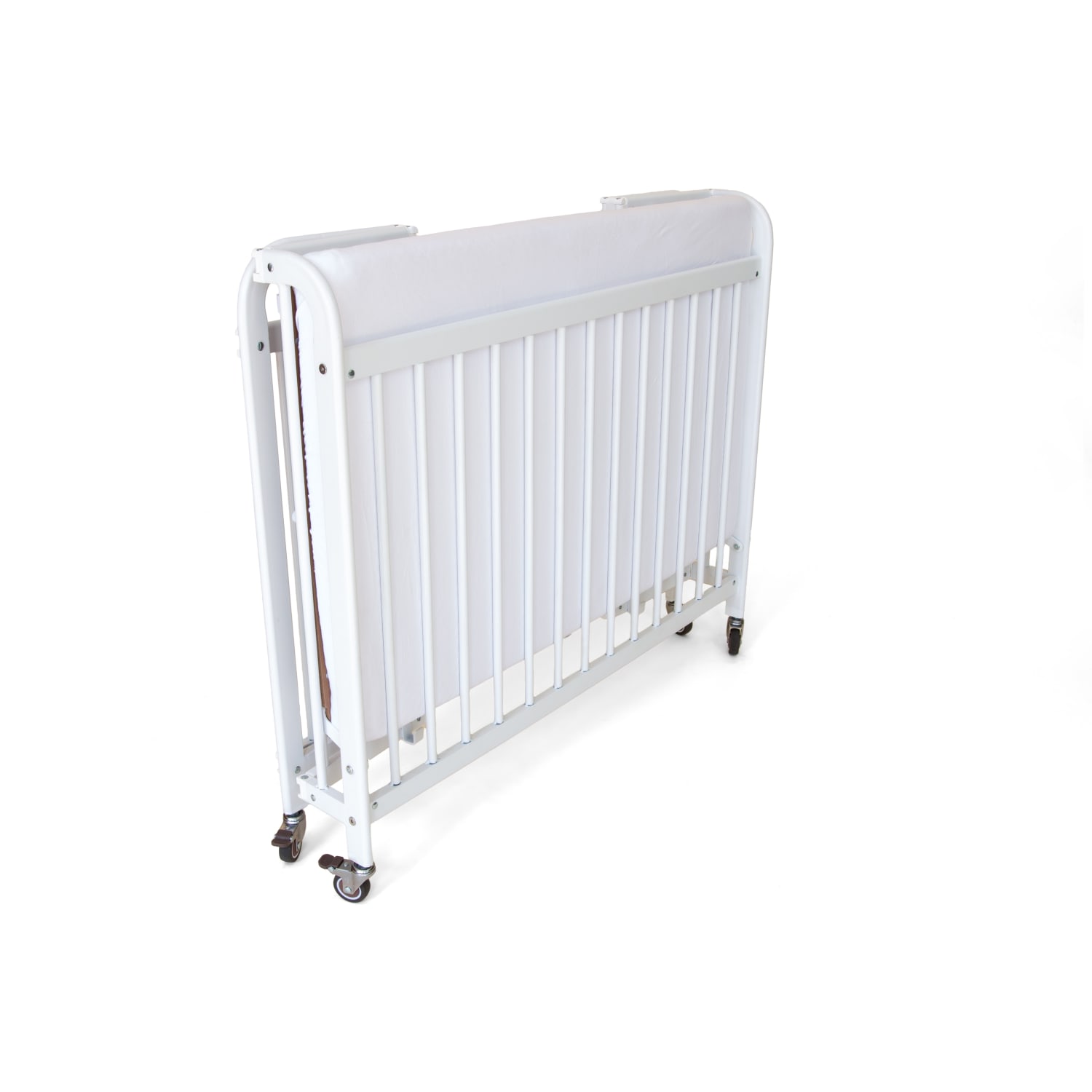 Coverplay Compact Metal Infant Crib, 26inH x 36inW x 39-1/2inD, White/Gray - Image 3