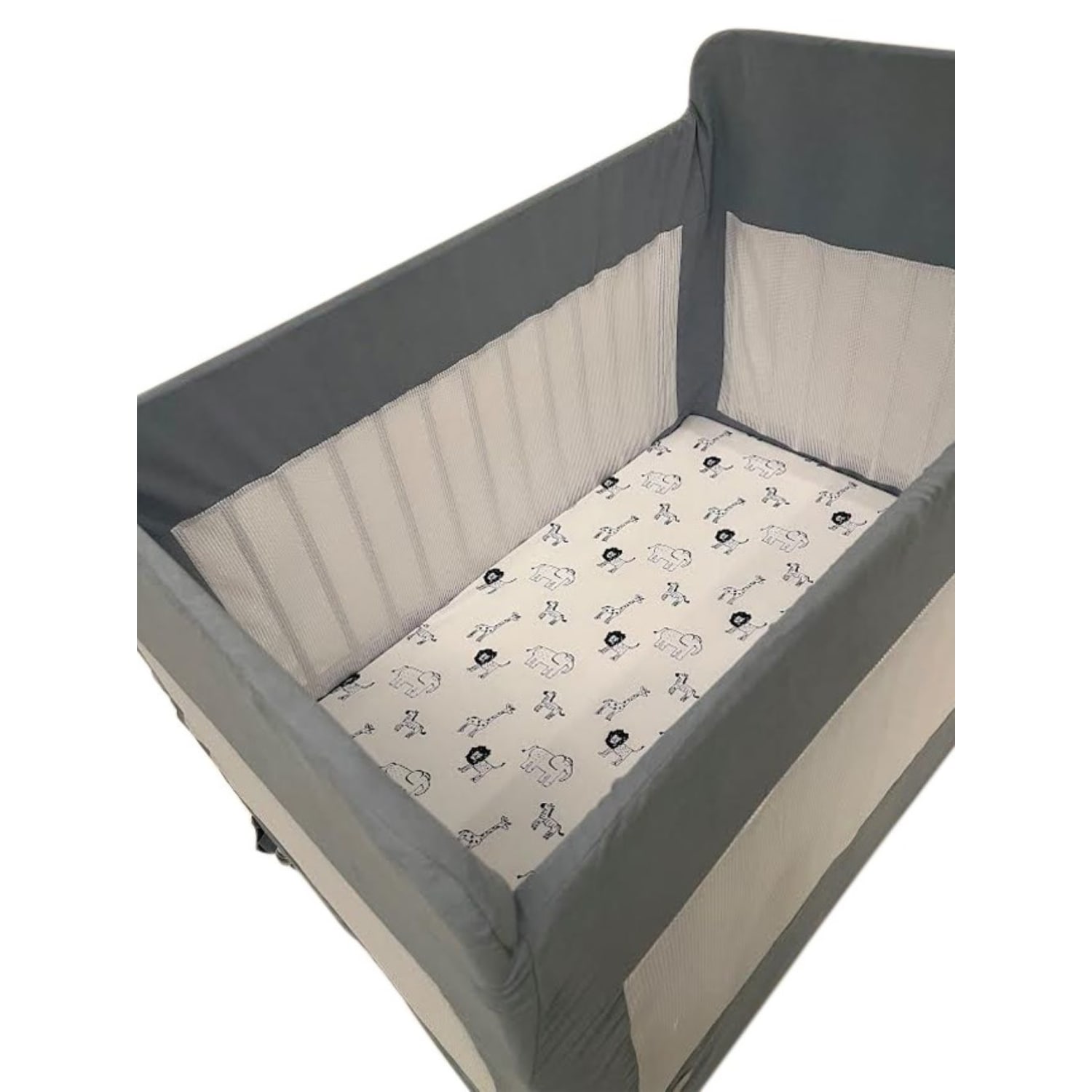 Coverplay Compact Metal Infant Crib, 26inH x 36inW x 39-1/2inD, White/Gray - Image 6