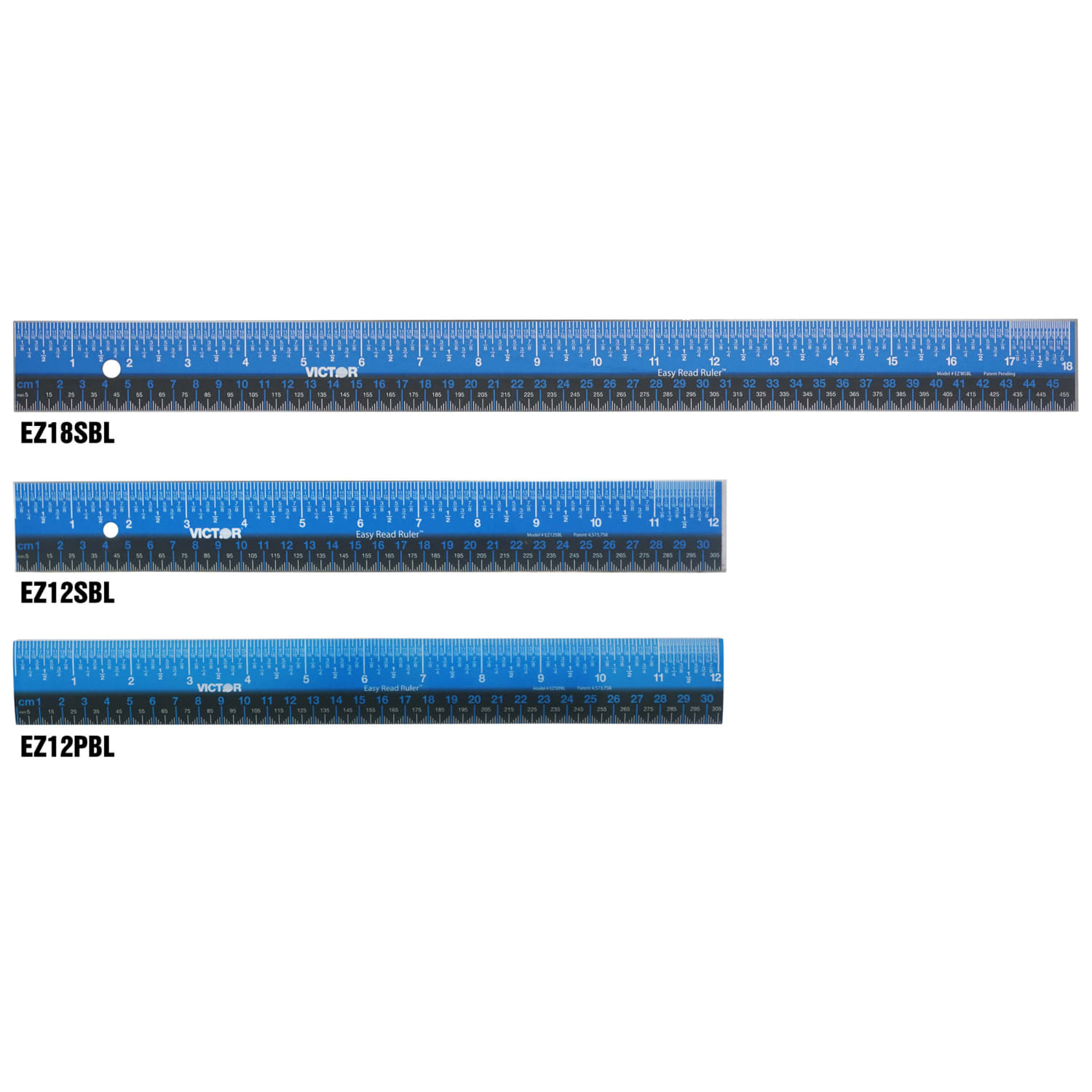Victor Easy Read Ruler, Stainless Steel, Blue/Black, 18in, Pack Of 3 - Image 5
