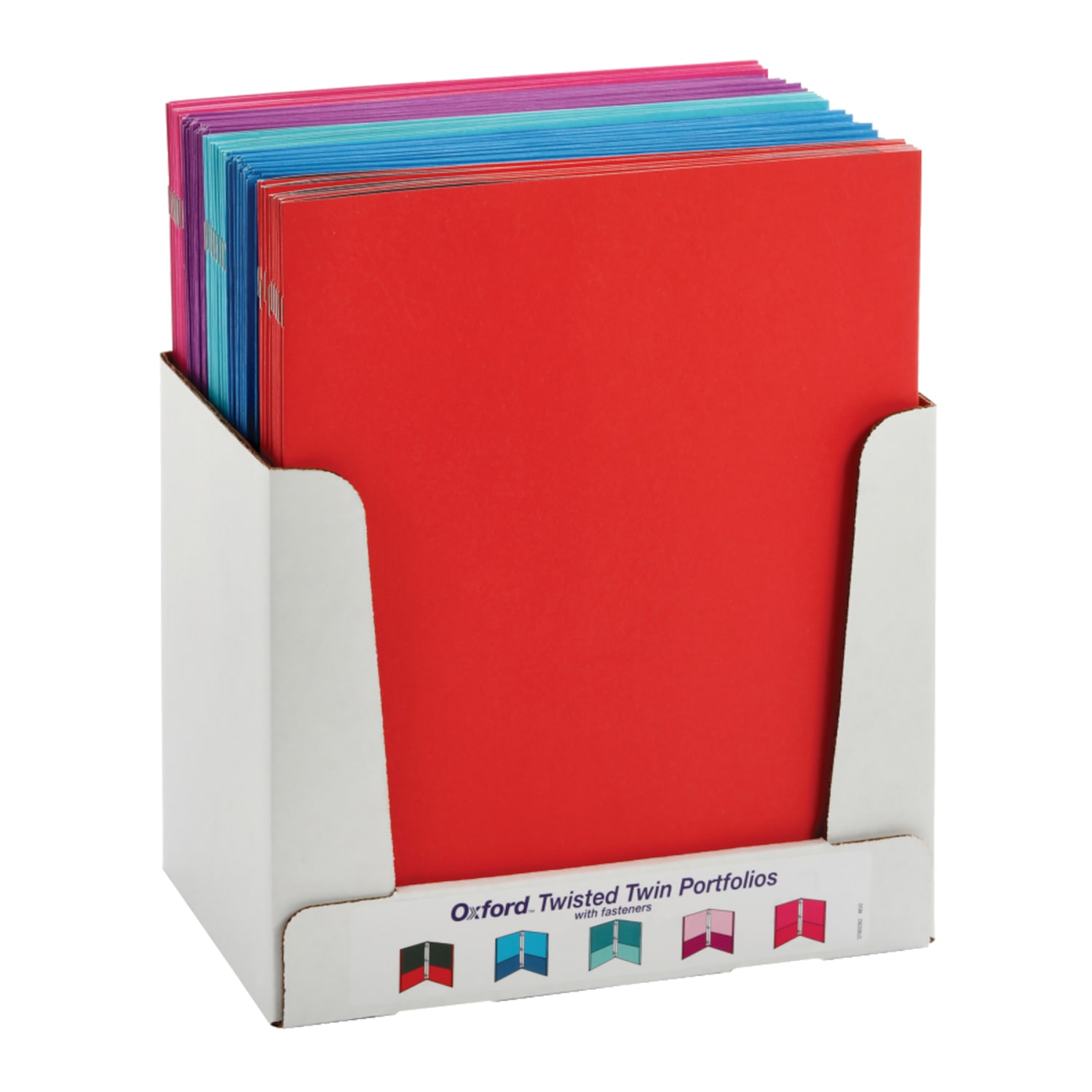 Oxford Twisted Twin Pocket Folders with Fasteners, 8-1/2in x 11in, Assorted Colors, Pack Of 50 Folders