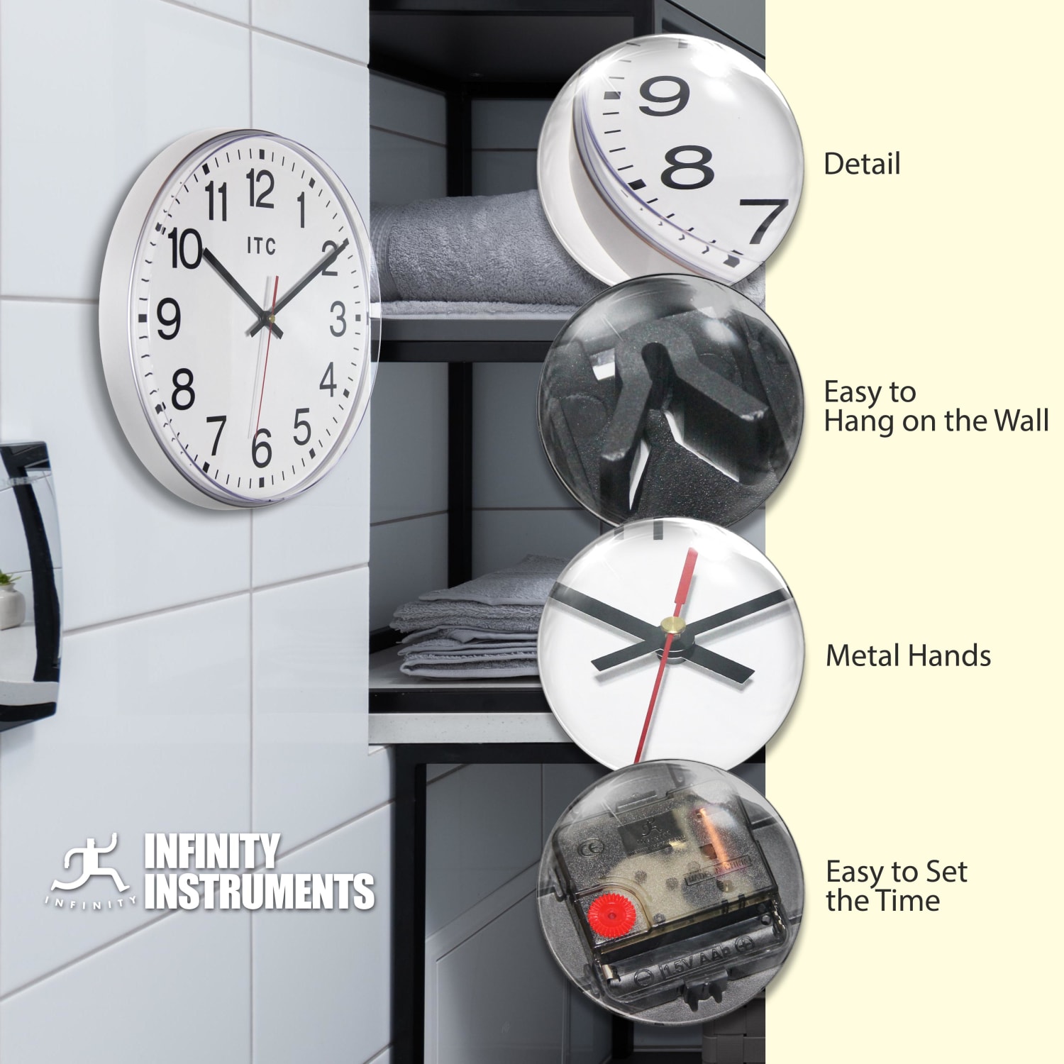 Infinity Instruments Prosaic Wall Clock, 12in, Silver - Image 5