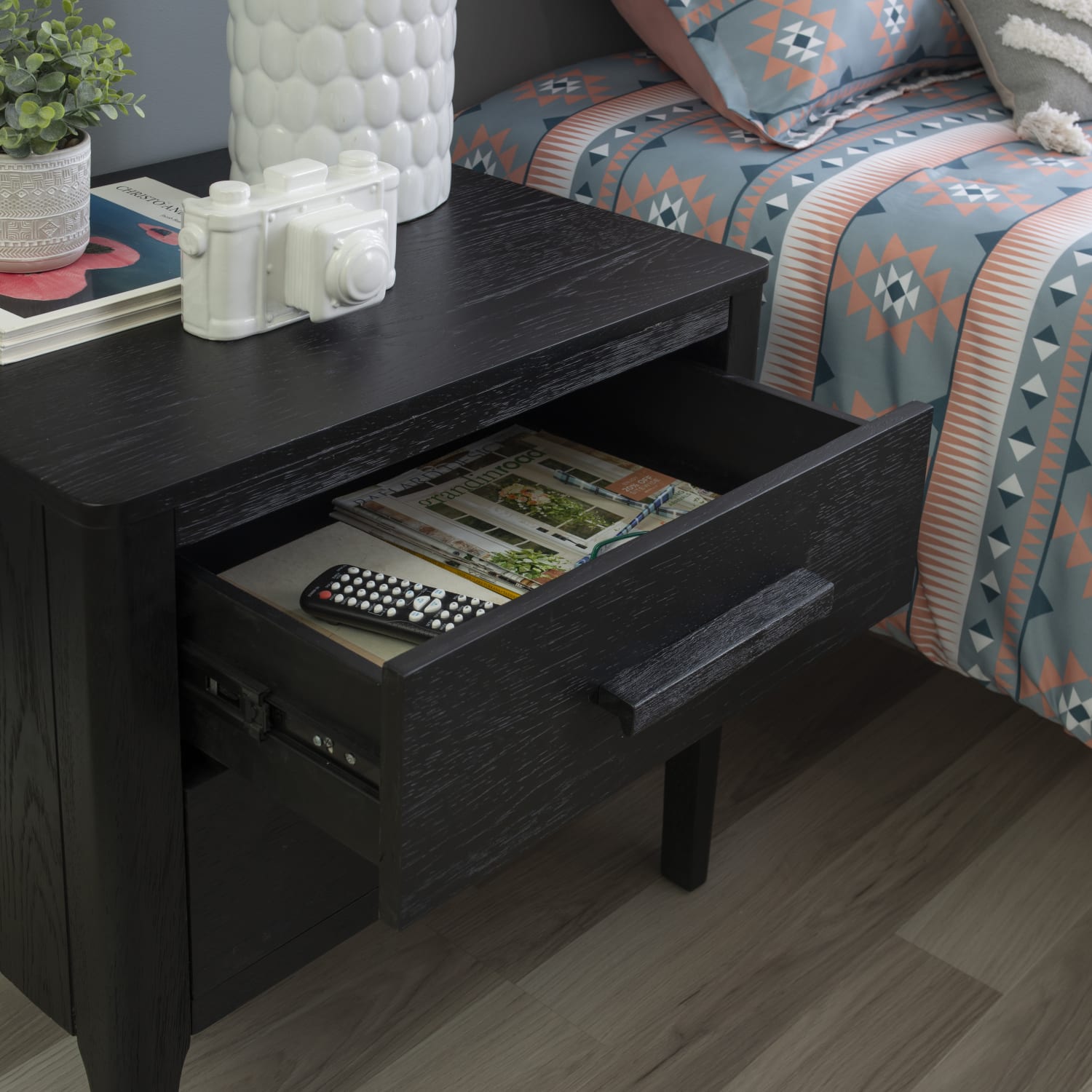 Powell Benum Side Table With 2 Drawers, 24inH x 20inW x 17inD, Black - Image 5