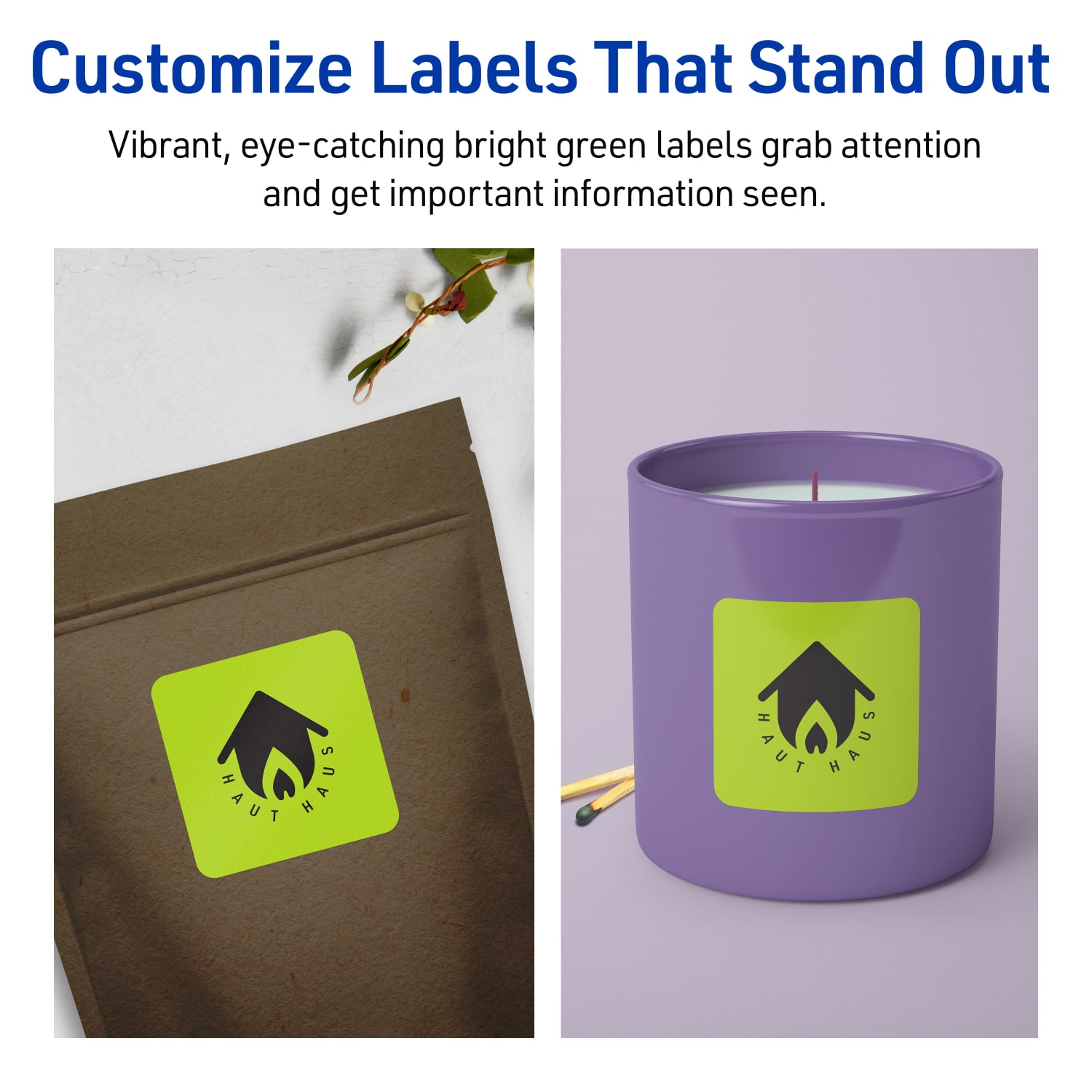 Avery Printable Labels With Sure Feed Technology, 94104-BGP80, Square, 2-1/2in x 2-1/2in, Matte Bright Green, Pack of 720 - Image 4