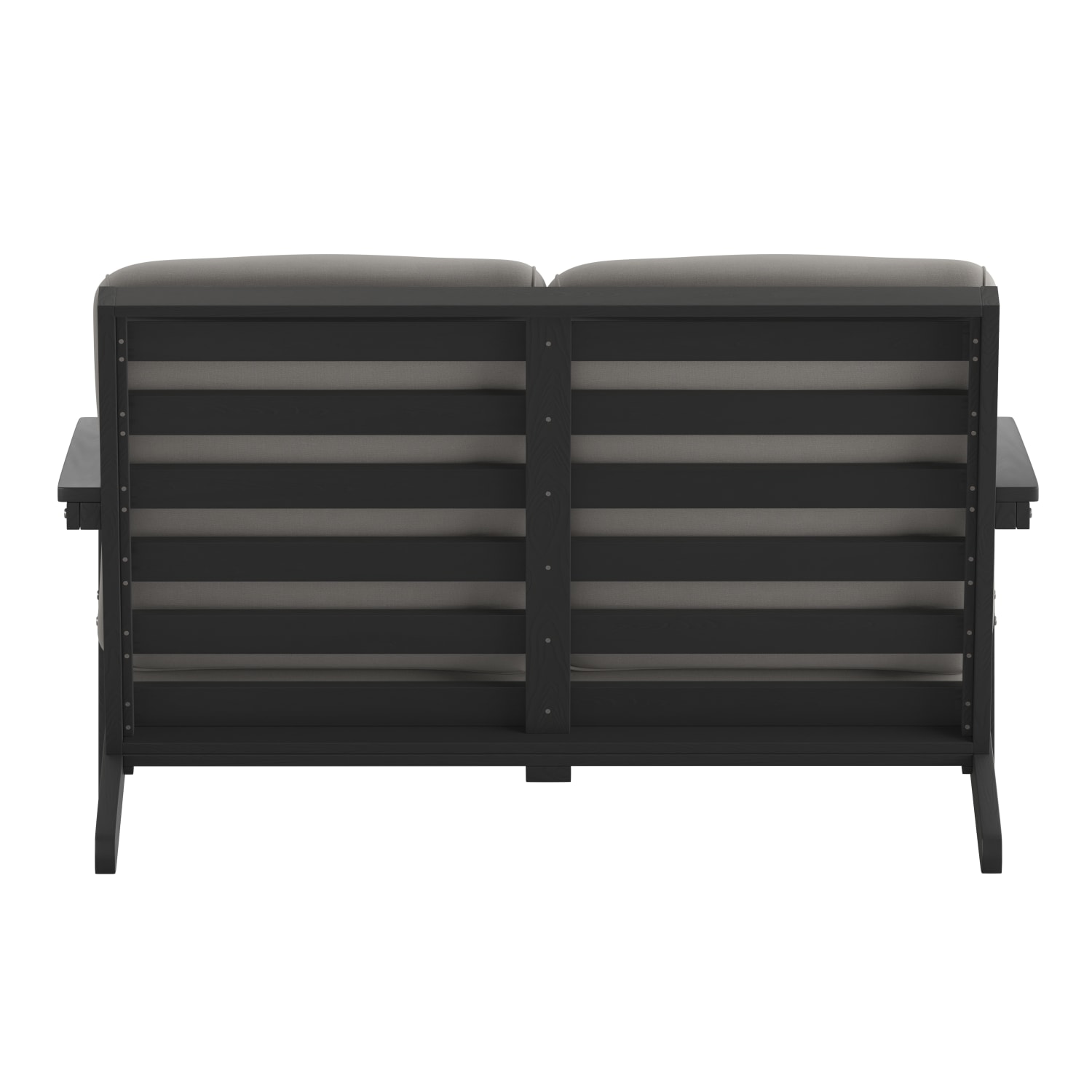 Flash Furniture Charlestown All Weather Poly Resin Wood Adirondack Style Deep Seat Outdoor Furniture Patio Loveseat GrayBlack  JJC14022BK PopularChairscom
