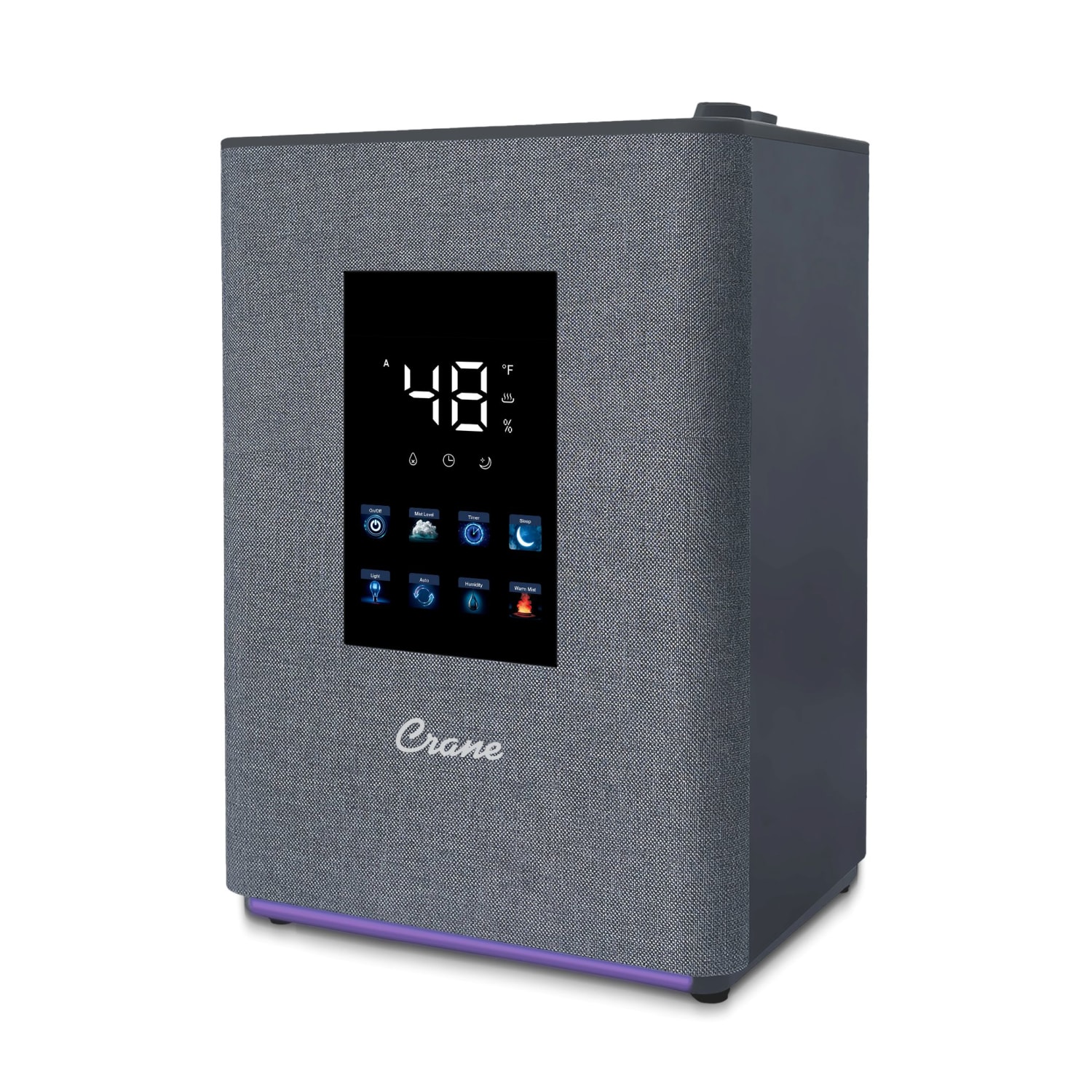 Crane Top-Fill Premium Ultrasonic Cool Mist Humidifier, 13inH x 9-1/4inW x 8inD, Metallic