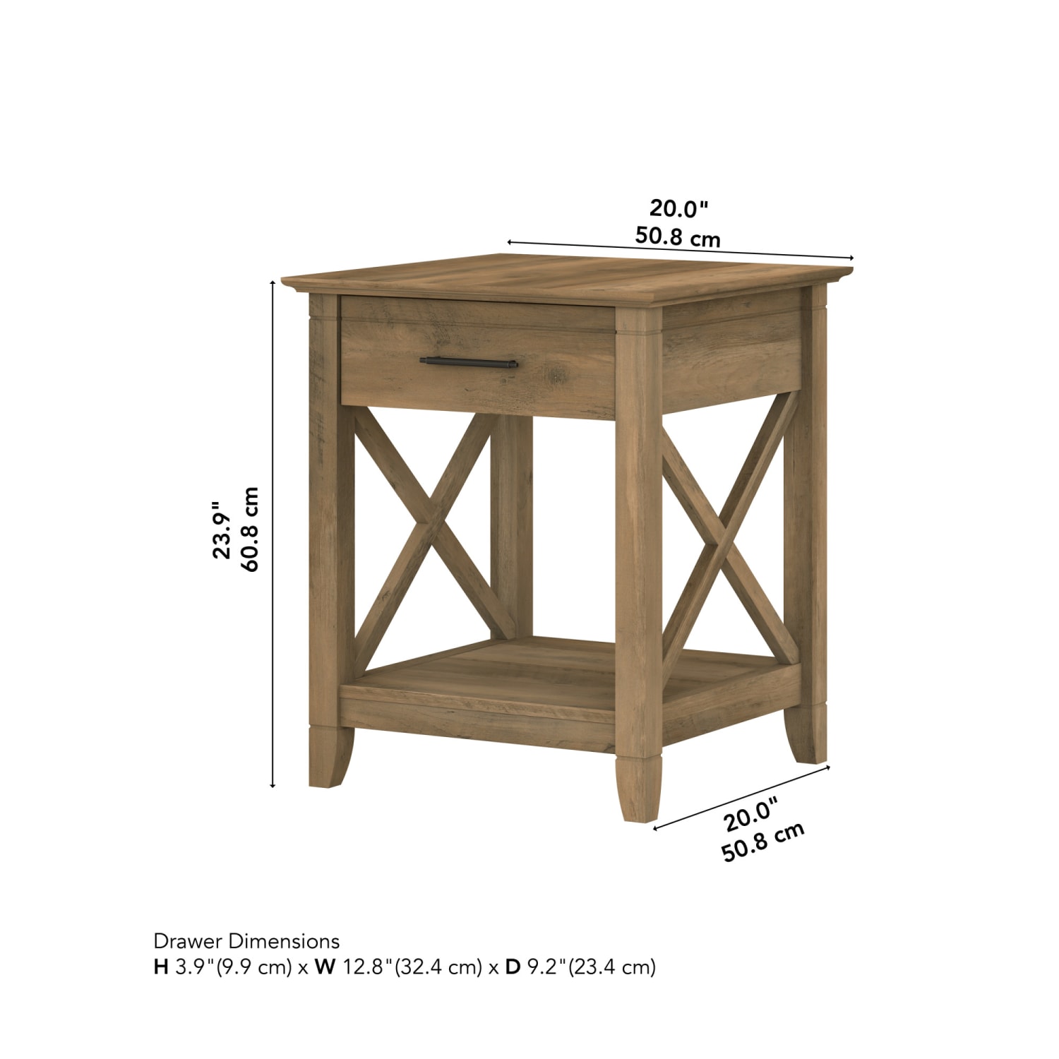 Bush Furniture Key West End Table With Storage, Reclaimed Pine, Standard Delivery - Image 5
