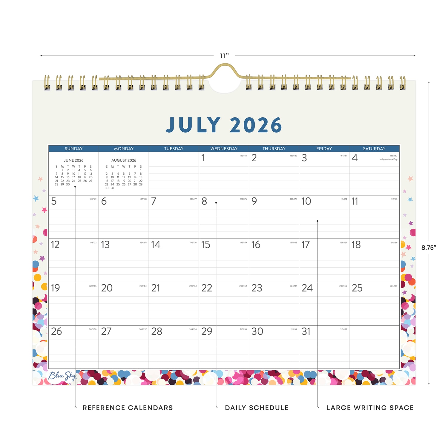 Wall Calendar BS Star Confetti Bright - 11x8.75 AY26-27 Monthly - Image 3