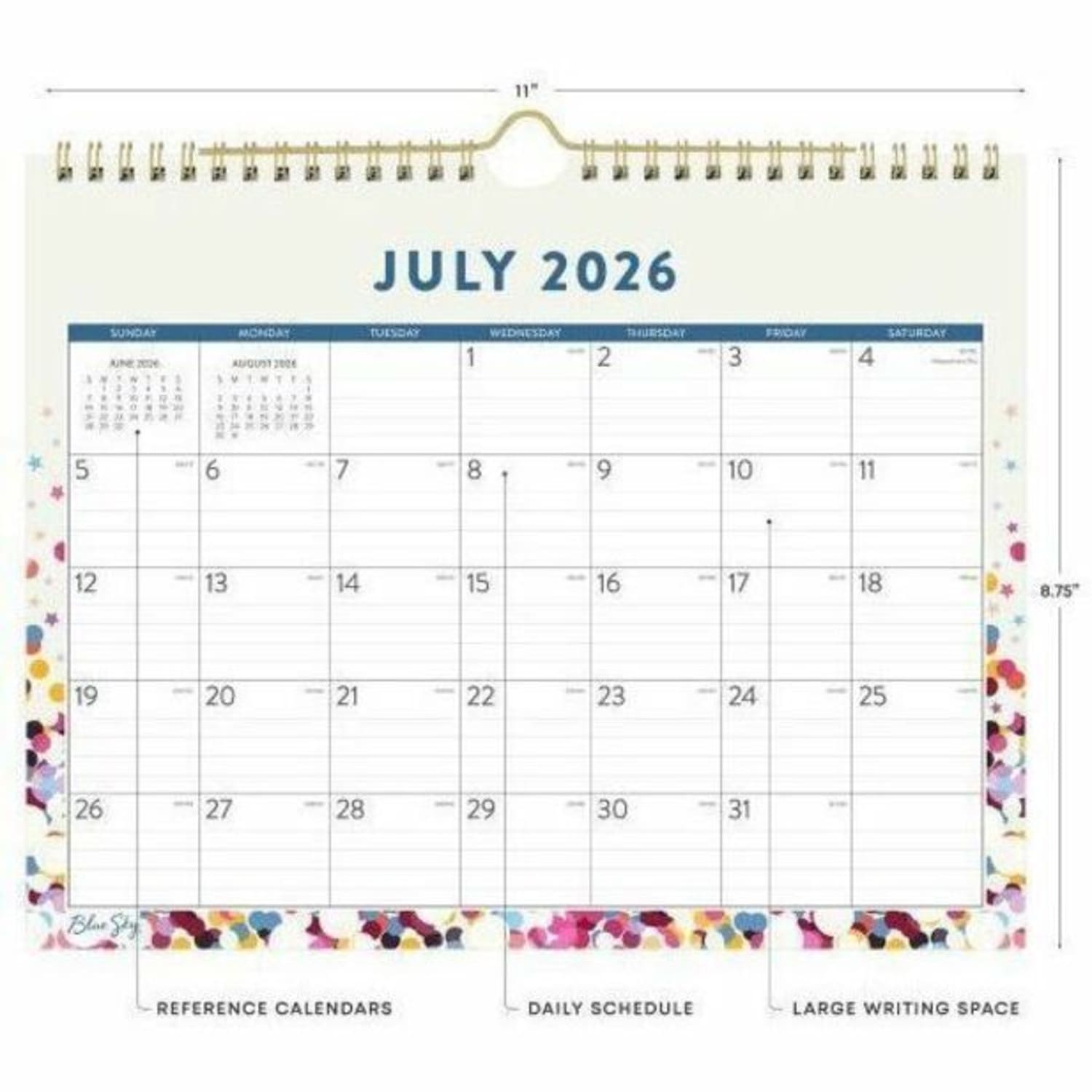 Wall Calendar BS Star Confetti Bright - 11x8.75 AY26-27 Monthly - Image 6