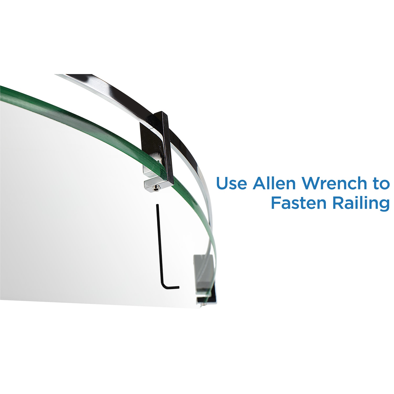 Mount-It! MI-824A Corner Glass Shelf With Chrome Rail, 4in x 9-13/16in - Image 5