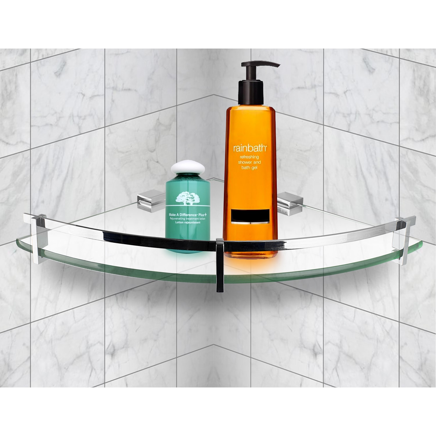 Mount-It! MI-824A Corner Glass Shelf With Chrome Rail, 4in x 9-13/16in - Image 6
