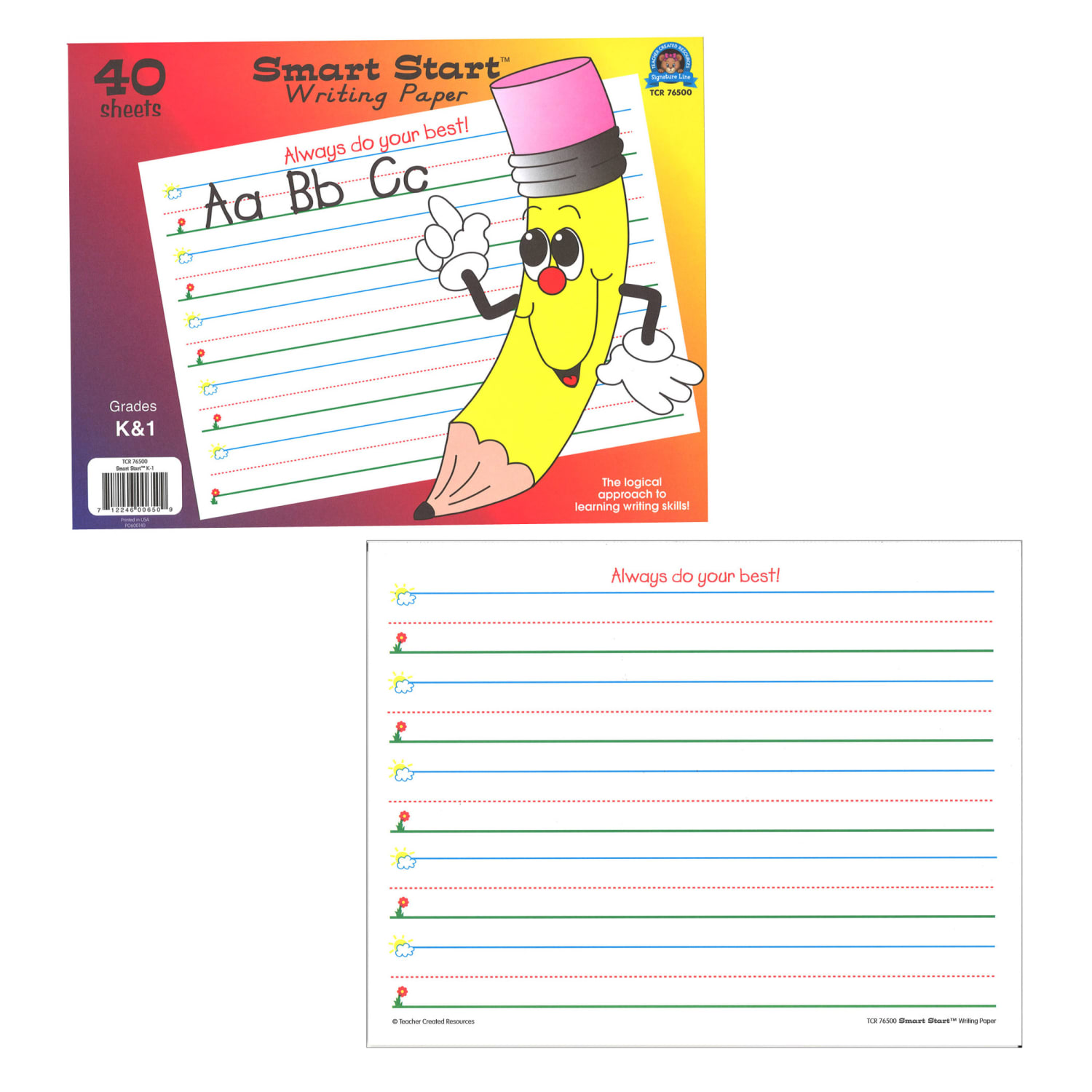 Teacher Created Resources Smart Start K-1 Writing Paper Tablets, Letter Size, 40 Sheets Per Tablet, Pack Of 3 Tablets - Image 3