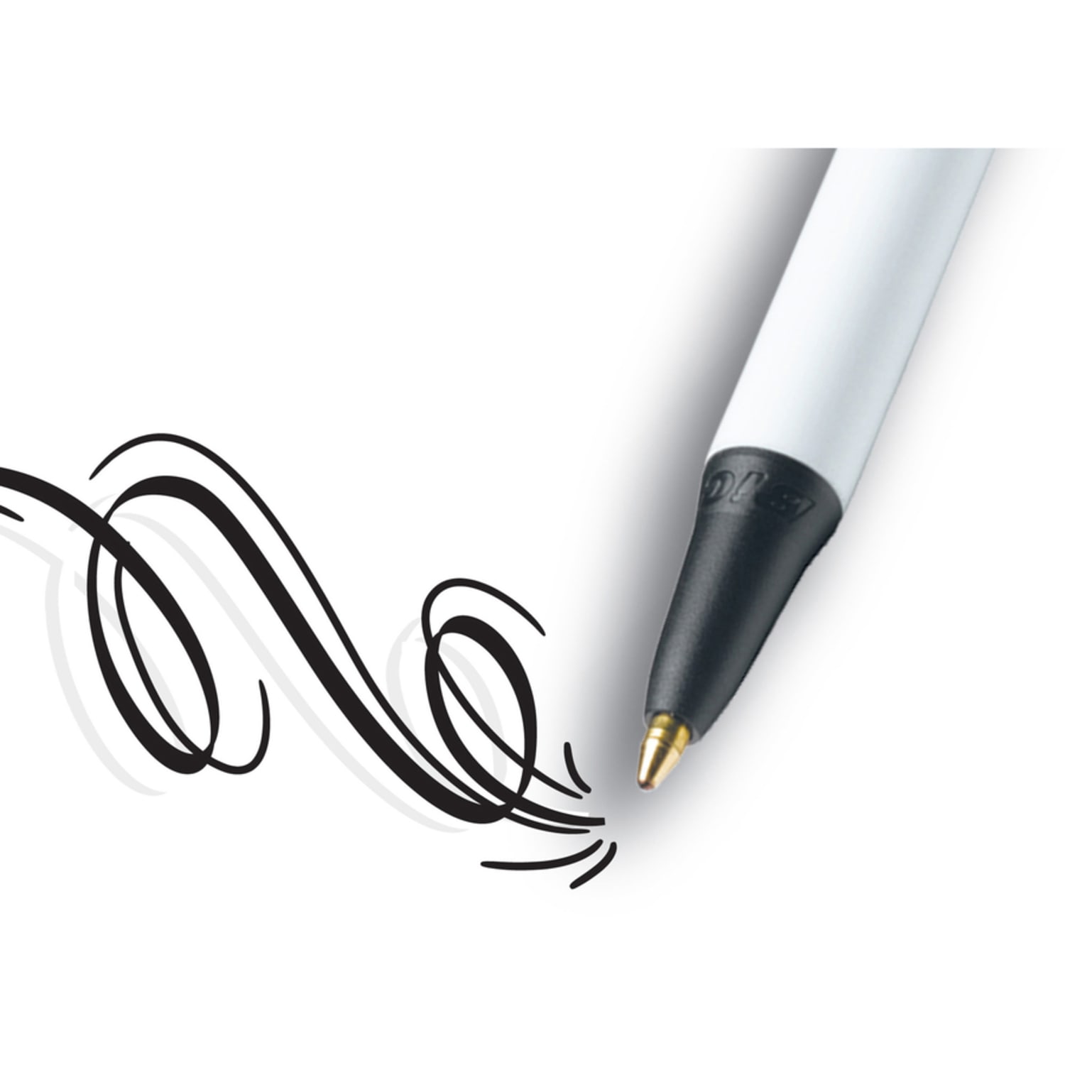 BIC Clic Stic Retractable Ballpoint Pens, Medium Point, 1.0 mm, White Barrel, Black Ink, Pack Of 12 - Image 6