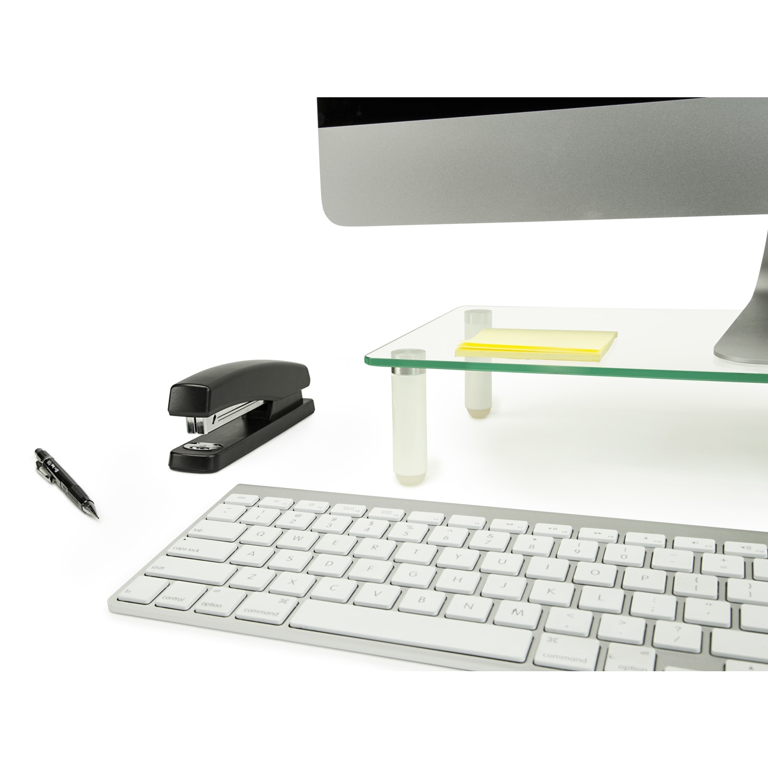 Mount-It MI-7263 Glass Monitor Desk Riser, 3-1/4inH x 22inW x 22inD, Clear - Image 4