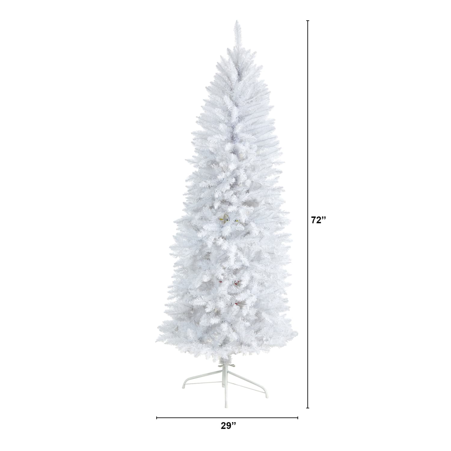 Nearly Natural Fir 72inH Slim Artificial Christmas Tree With Bendable Branches, 72inH x 29inW x 29inD, White - Image 3
