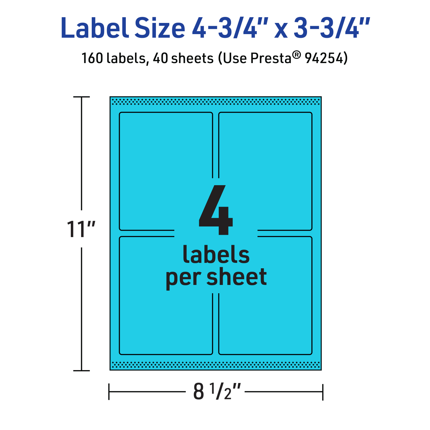 Avery Print-To-The-Edge Labels With Sure Feed Technology And Easy Peel, 94254-BBP40, Rectangle, 4-3/4in x 3-3/4in, Matte Bright Blue, Pack of 160 - Image 6