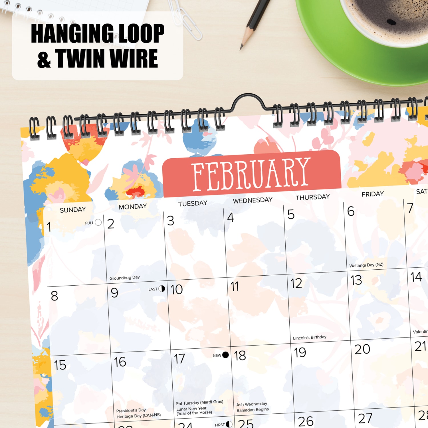 2026-2027 Willow Creek Press Monthly Spiral Wall Calendar, 12in x 12in, Meadow Flowers, July 2026 To June 2027, 54741 - Image 5
