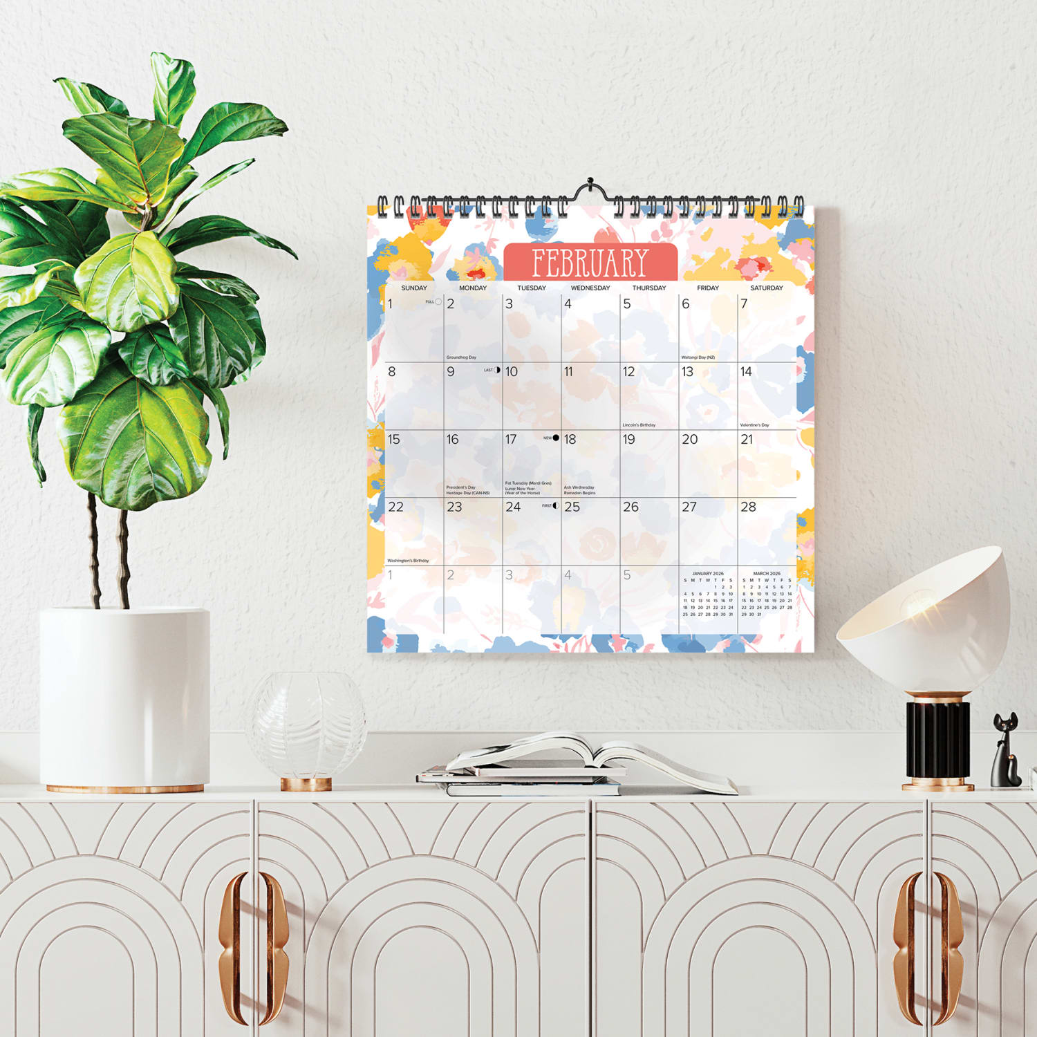 2026-2027 Willow Creek Press Monthly Spiral Wall Calendar, 12in x 12in, Meadow Flowers, July 2026 To June 2027, 54741 - Image 6