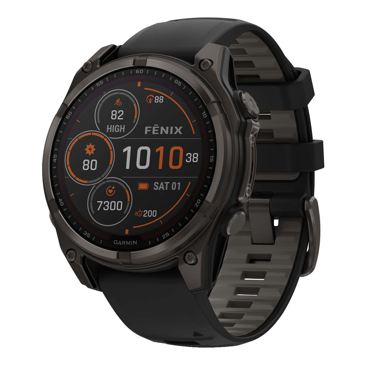 Garmin fenix 8 Multisport Sapphire Solar GPS Watch With Silicone Band And 47mm Lens, Carbon Gray/Black