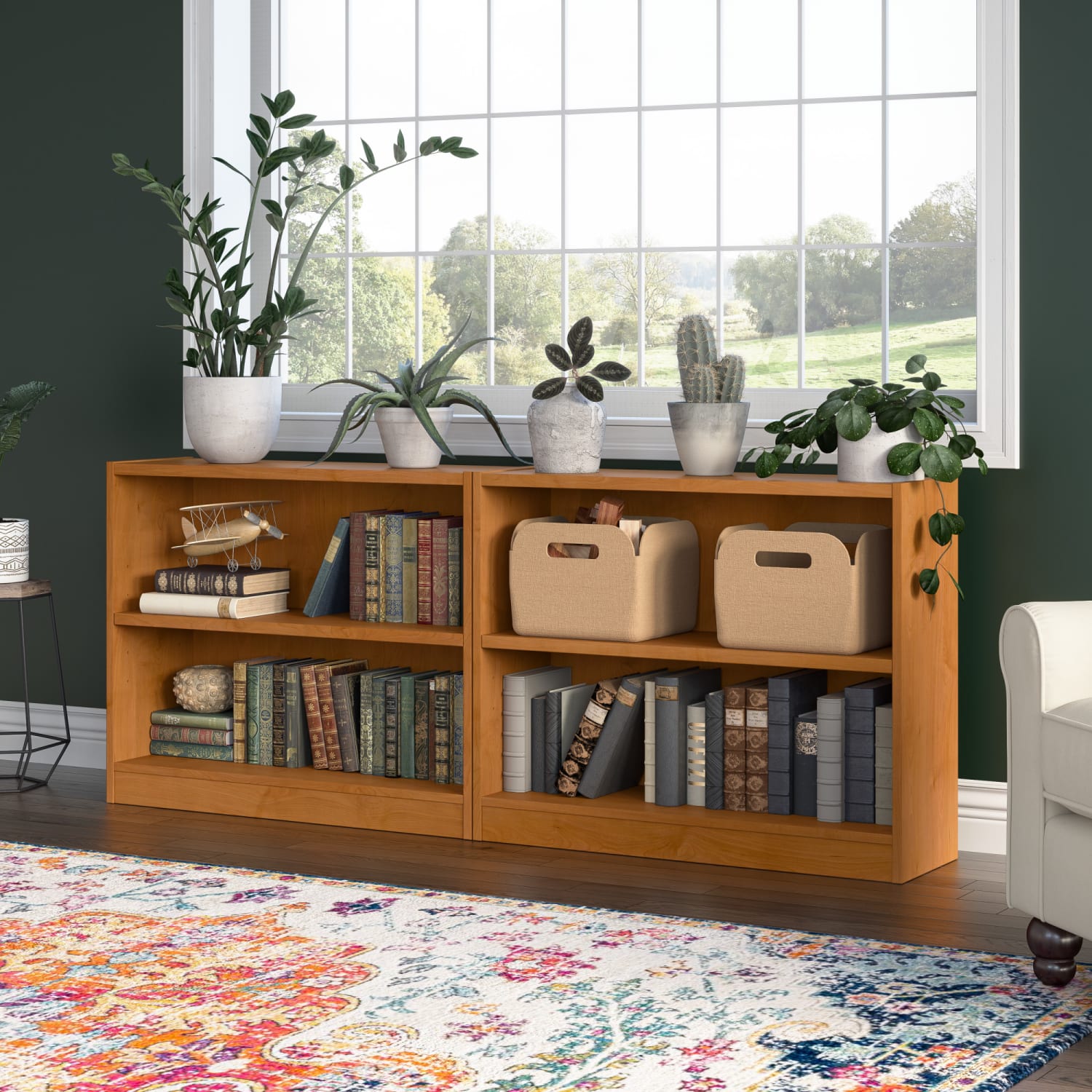 Bush Furniture Universal 30inH 2-Shelf Bookcase, Natural Cherry, Standard Delivery - Image 4