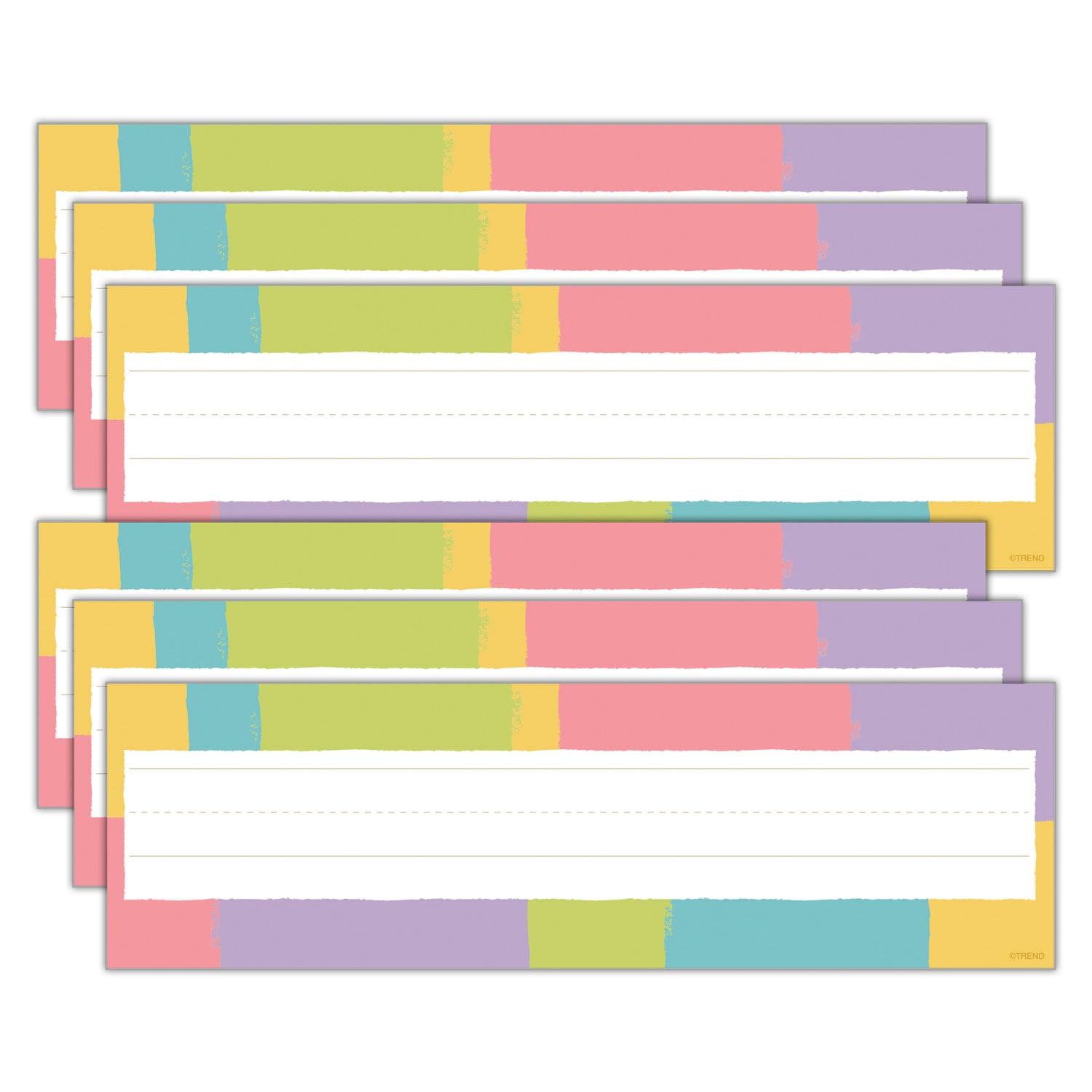 Trend Desk Toppers Name Plates, 2-7/8in x 9-1/2in, Cheerful Stripes, 36 Plates Per Pack, Bundle Of 6 Packs