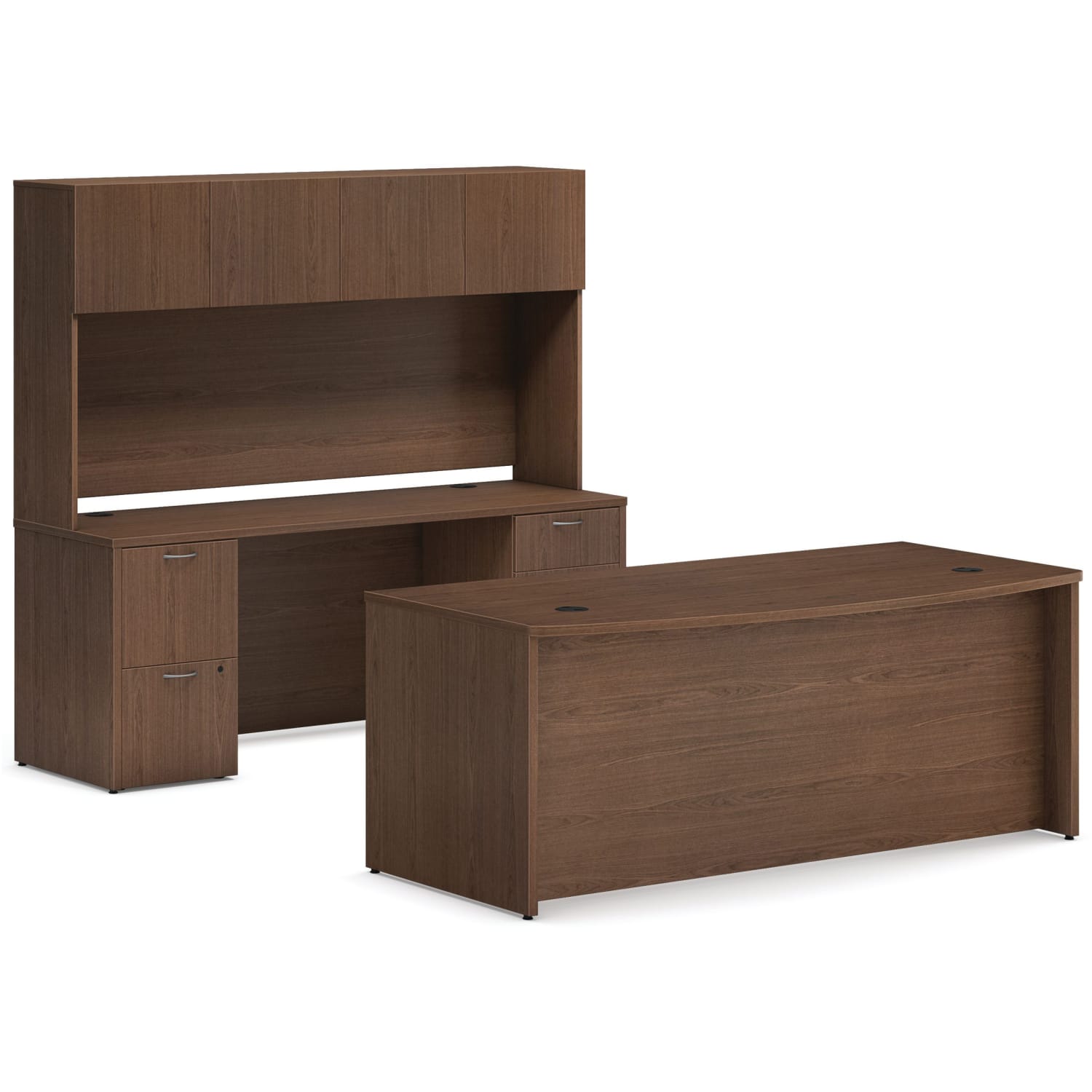 HON Mod 72inW Computer Desk Office Suite With Hutch, Sepia Walnut - Image 4