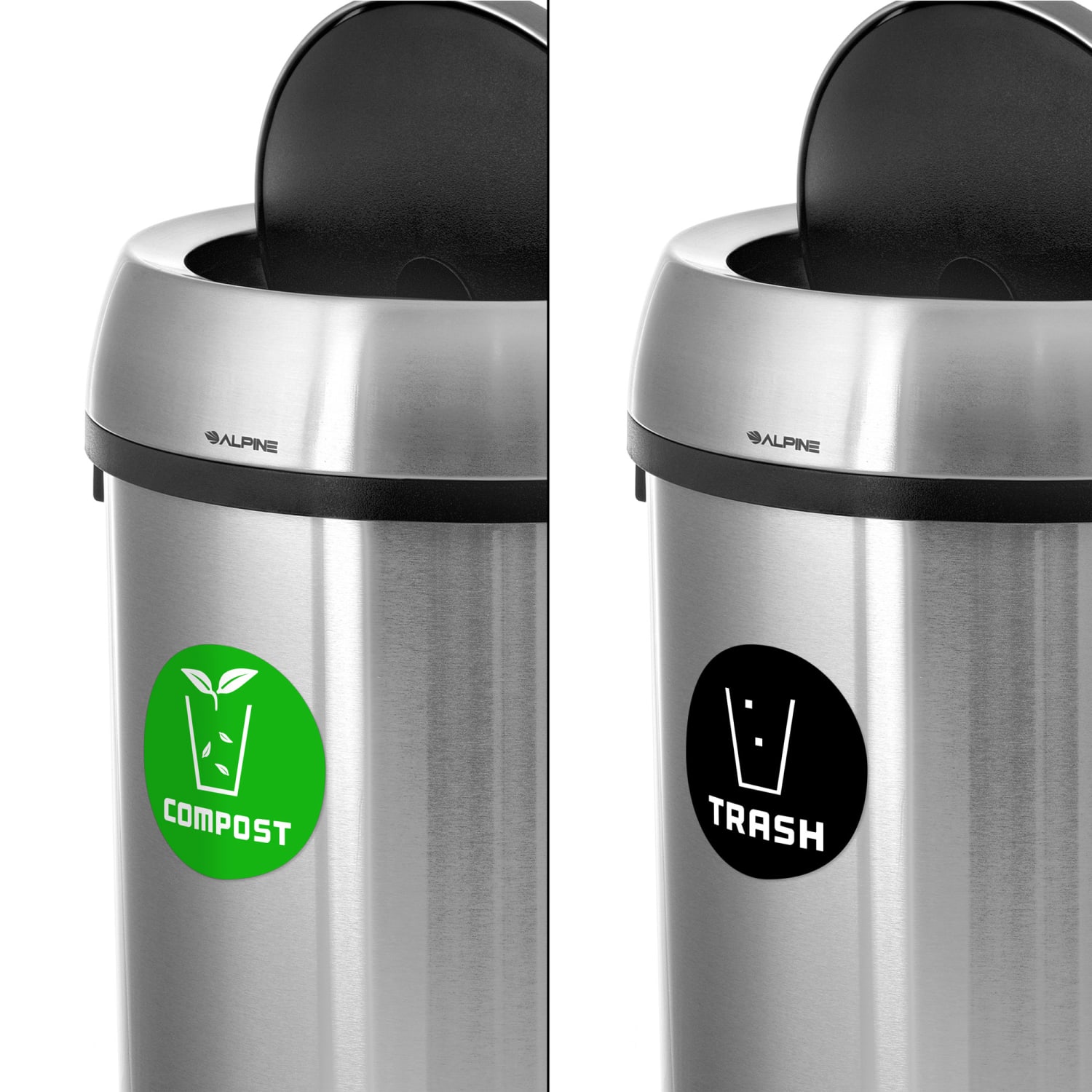 Alpine Industries Stainless Steel Indoor Compost And Trash Bins With Swivel Lids, 17 Gallons, Silver, Pack Of 2 Bins - Image 3