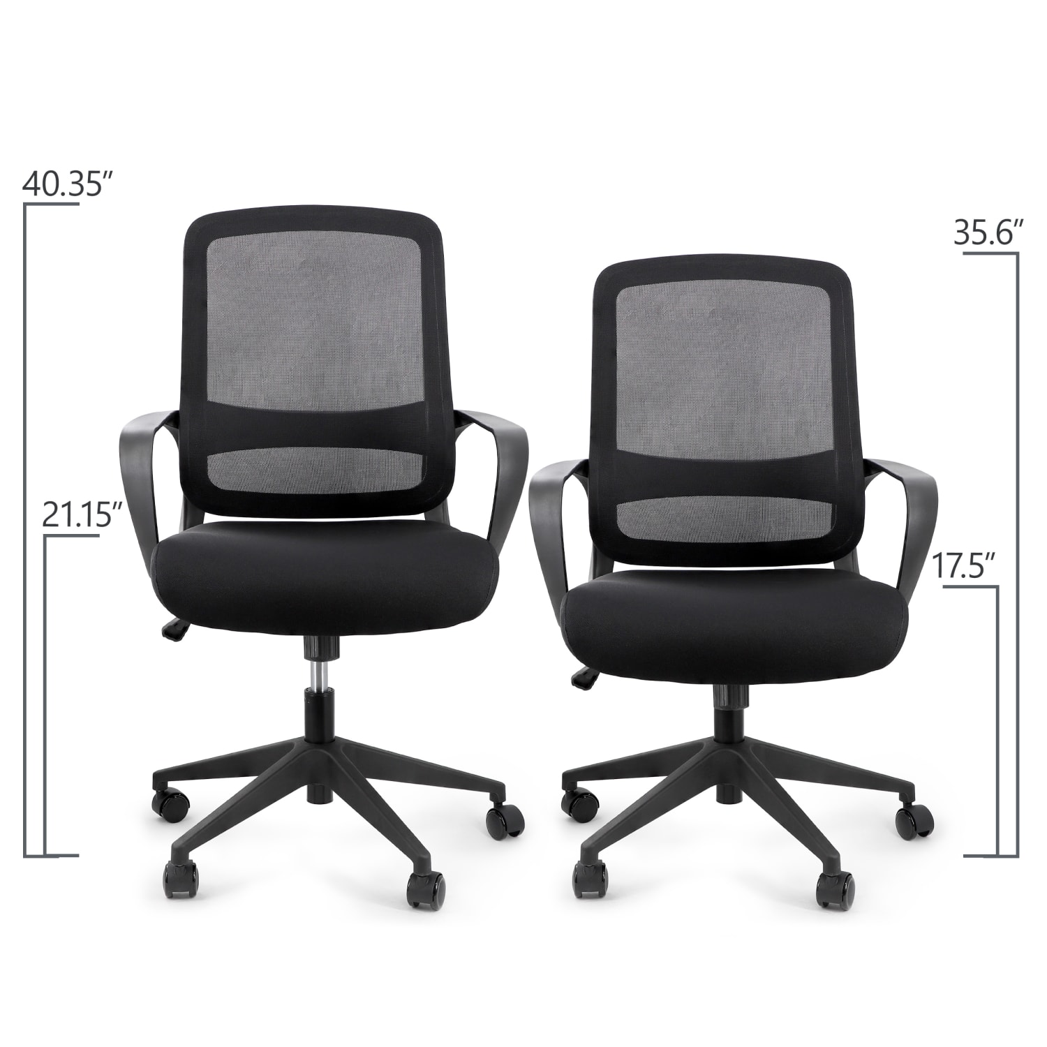 Elama Mesh/Fabric Mid-Back Adjustable Office Task Chair, 40-3/8inH, Black - Image 5