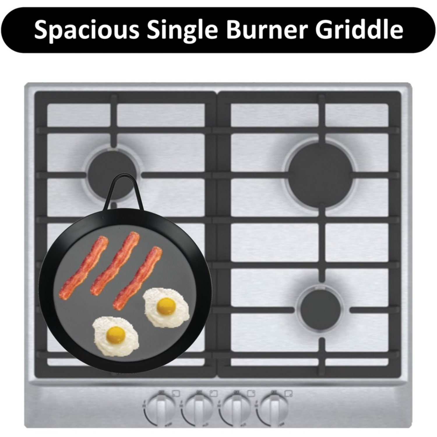 Brentwood BCM-24 9.5-Inch Carbon Steel Non-Stick Round Comal Griddle, Black - Cooking, Sandwich, Egg, Bacon - BCM24 - Image 6
