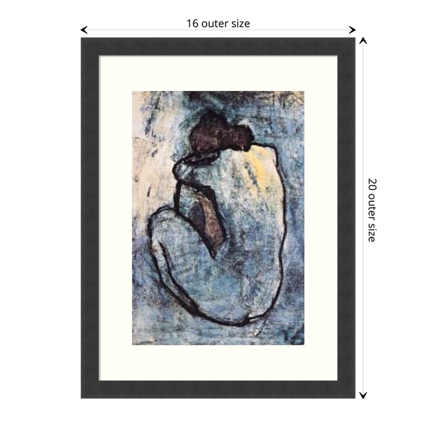 Amanti Art The Blue Nude (Seated Nude) 1902 by Pablo Picasso Wood Framed Wall Art Print, 16inW x 20inH, Black - Image 6