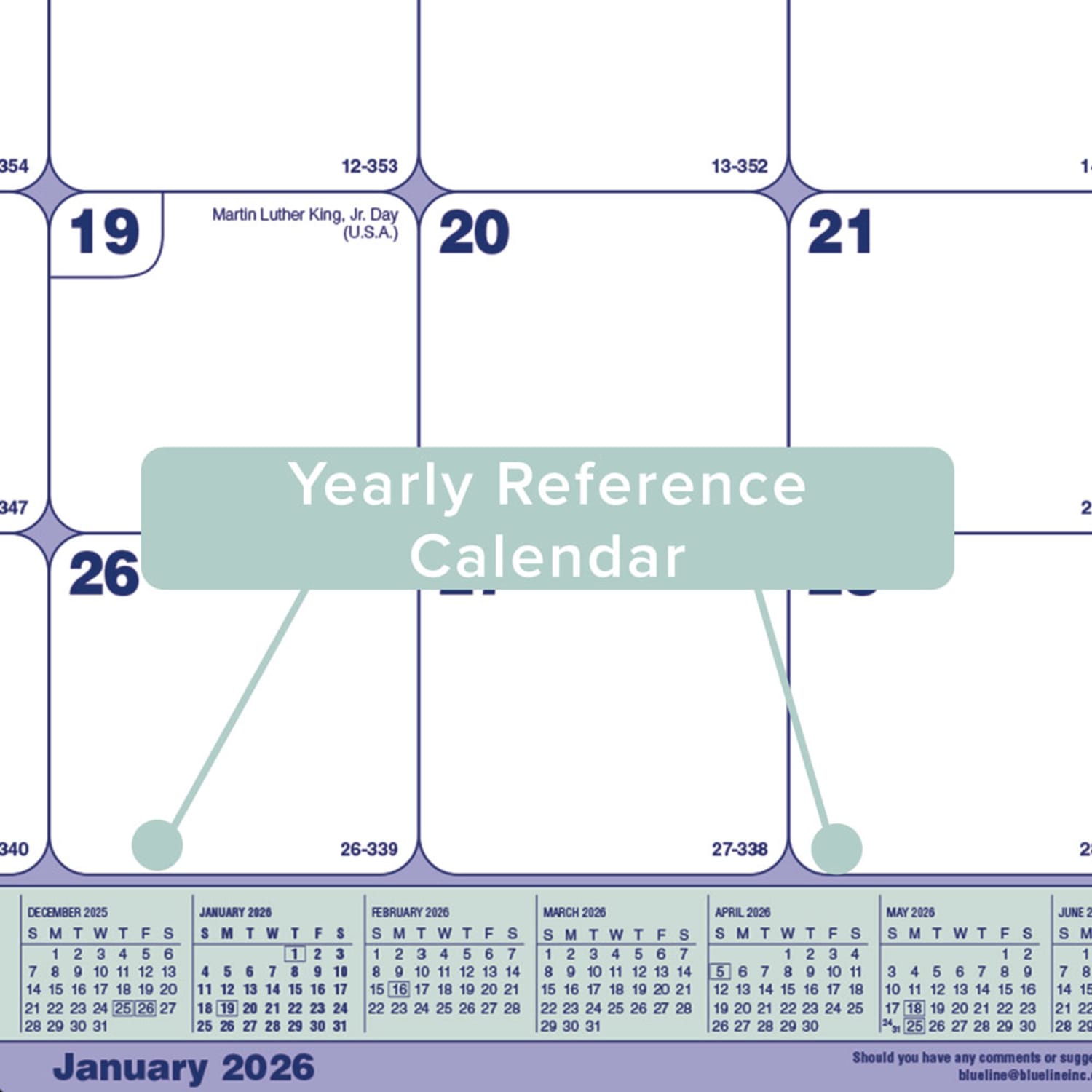 2026 Blueline Monthly Desk Pad Calendar, 21-1/4in x 16in, Blue/White, January To December, C181731 - Image 6