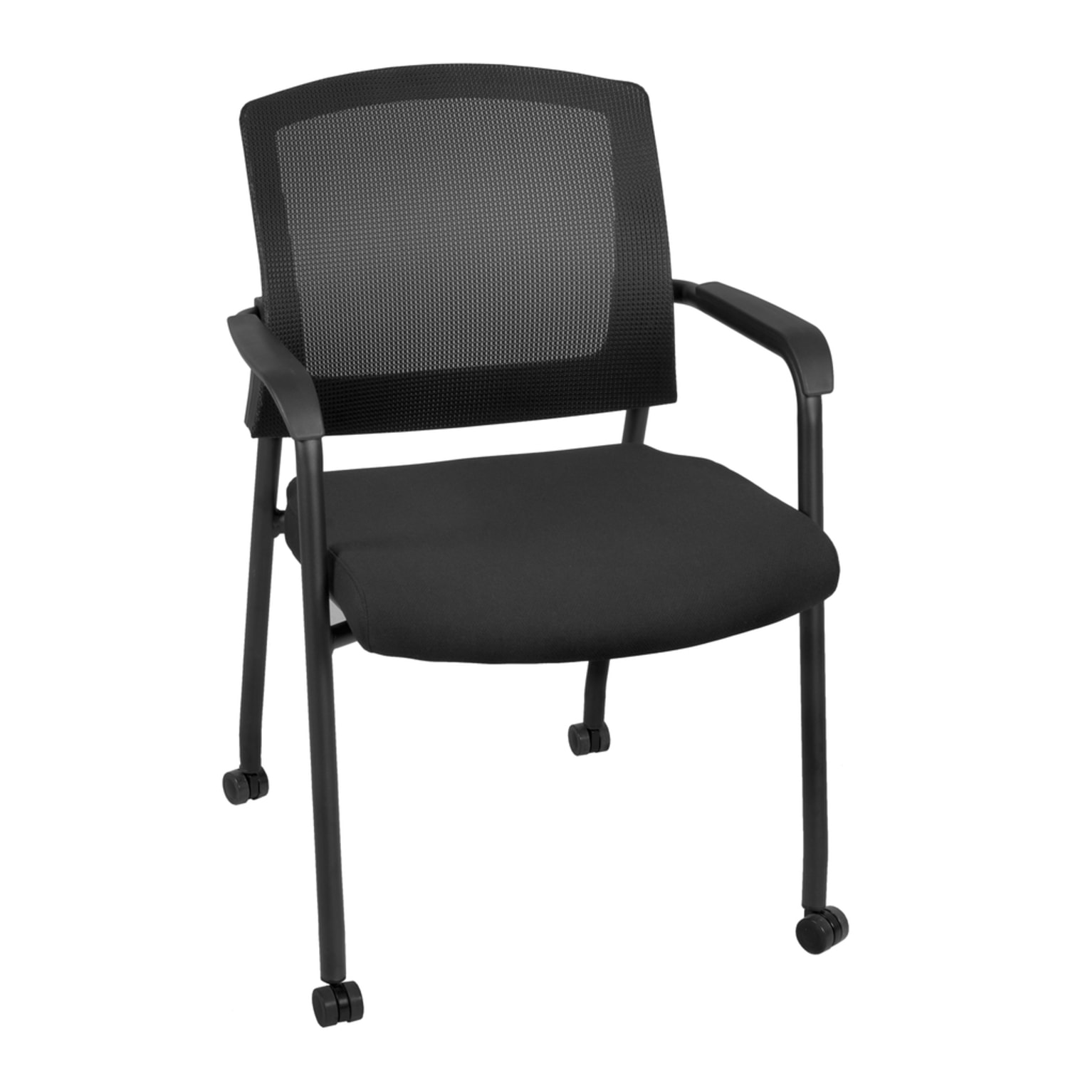 Regency Knight Mesh Stacking Chair, With Casters, Black