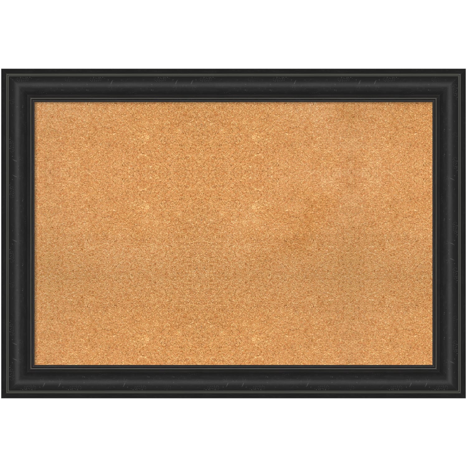 Amanti Art Cork Bulletin Board, 41in x 29in, Natural, Shipwreck Black Polystyrene Frame