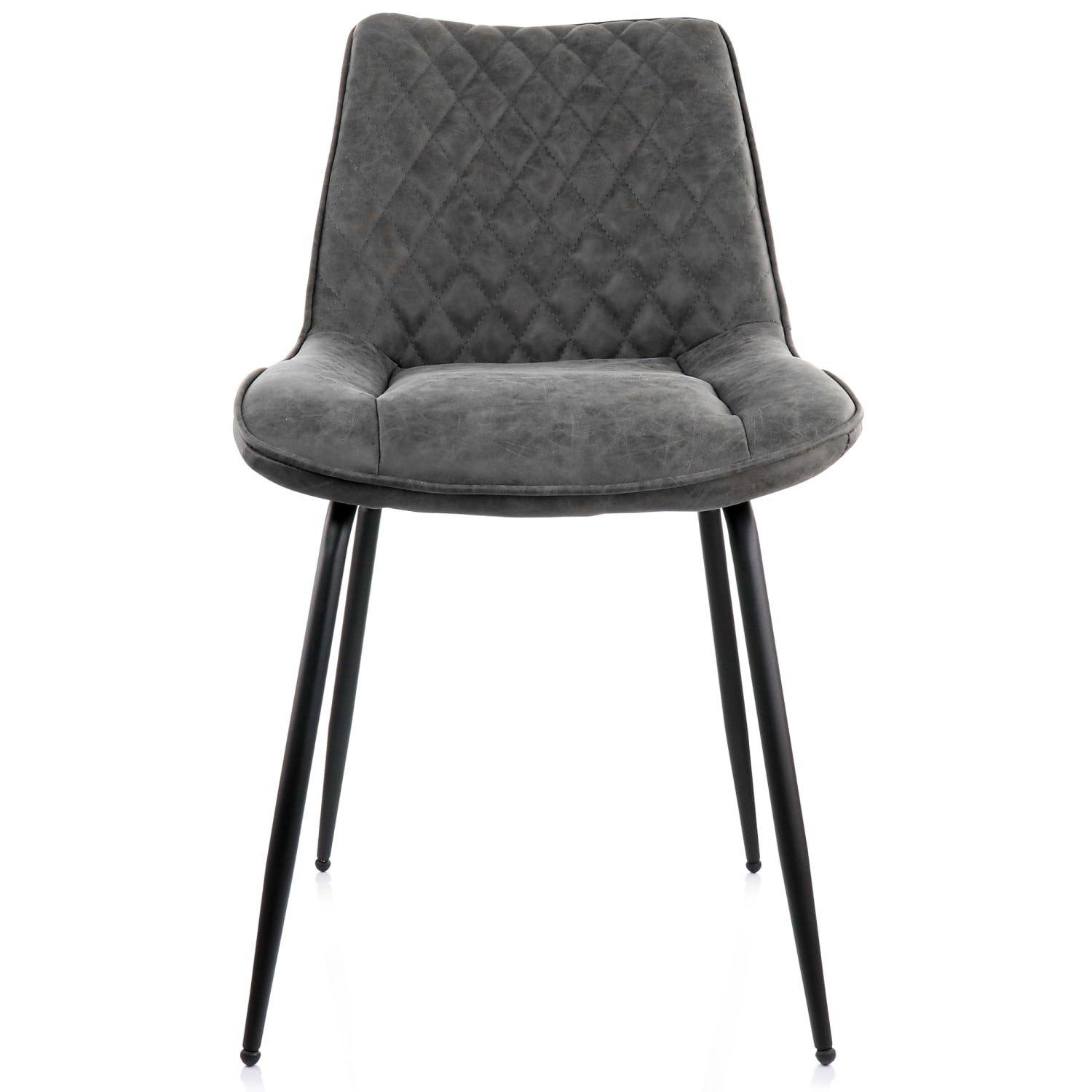 Elama Vintage Faux Leather Tufted Chairs, Gray, Set Of 2 Chairs - Image 5