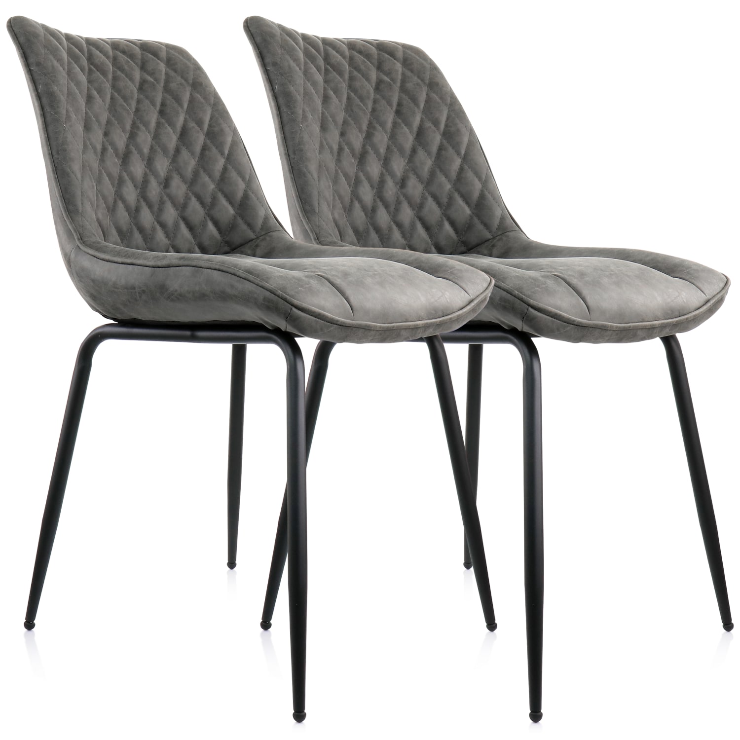 Elama Vintage Faux Leather Tufted Chairs, Gray, Set Of 2 Chairs - Image 6