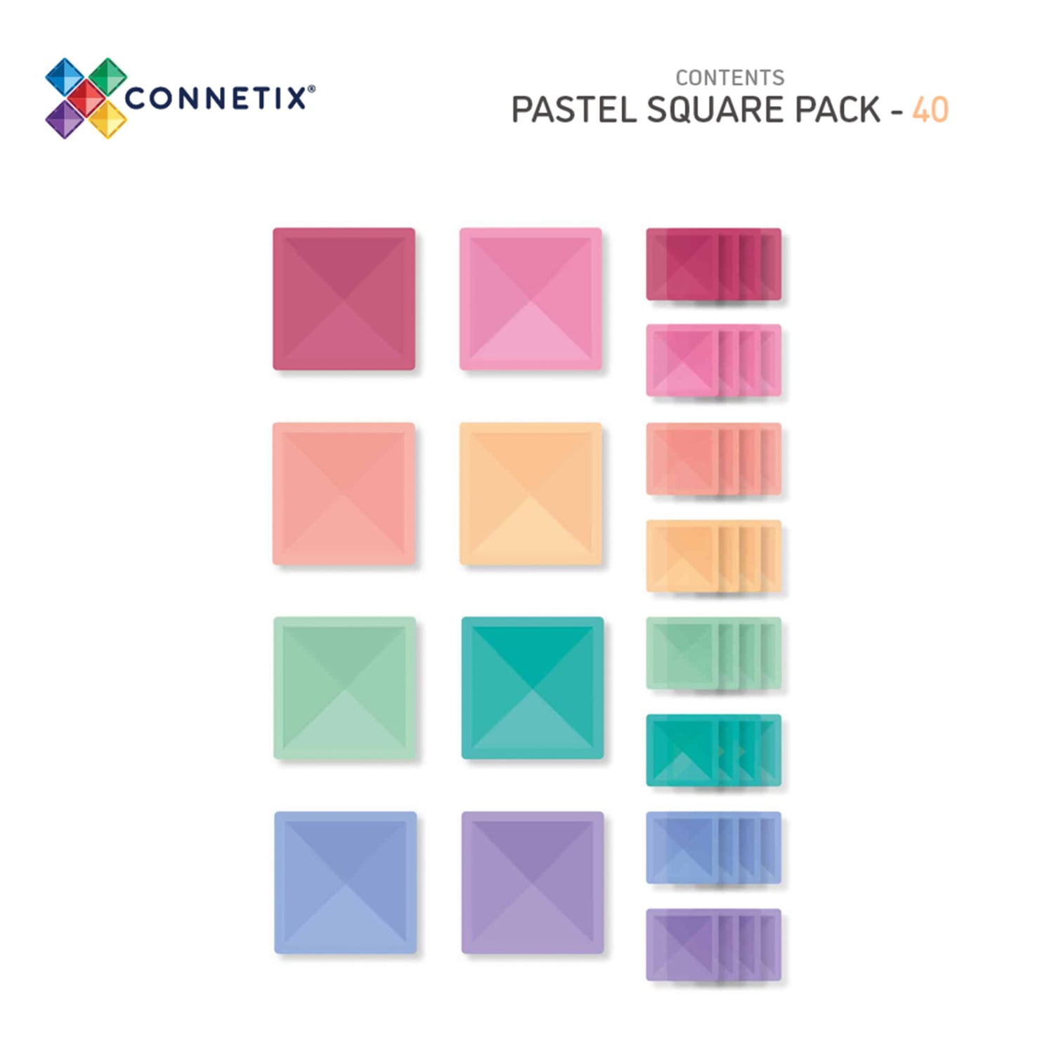 Connetix Magnetic Tiles Pastel Square Pack, 40 Pieces - Image 3