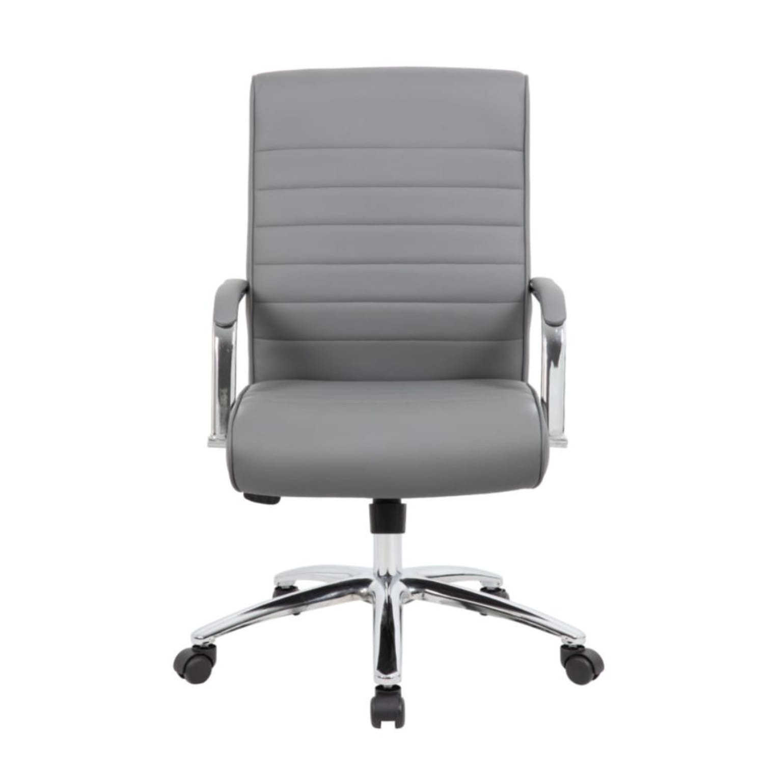 Boss Office Products Modern Vinyl High-Back Conference Executive Office Chair, Ribbed Gray - Image 3