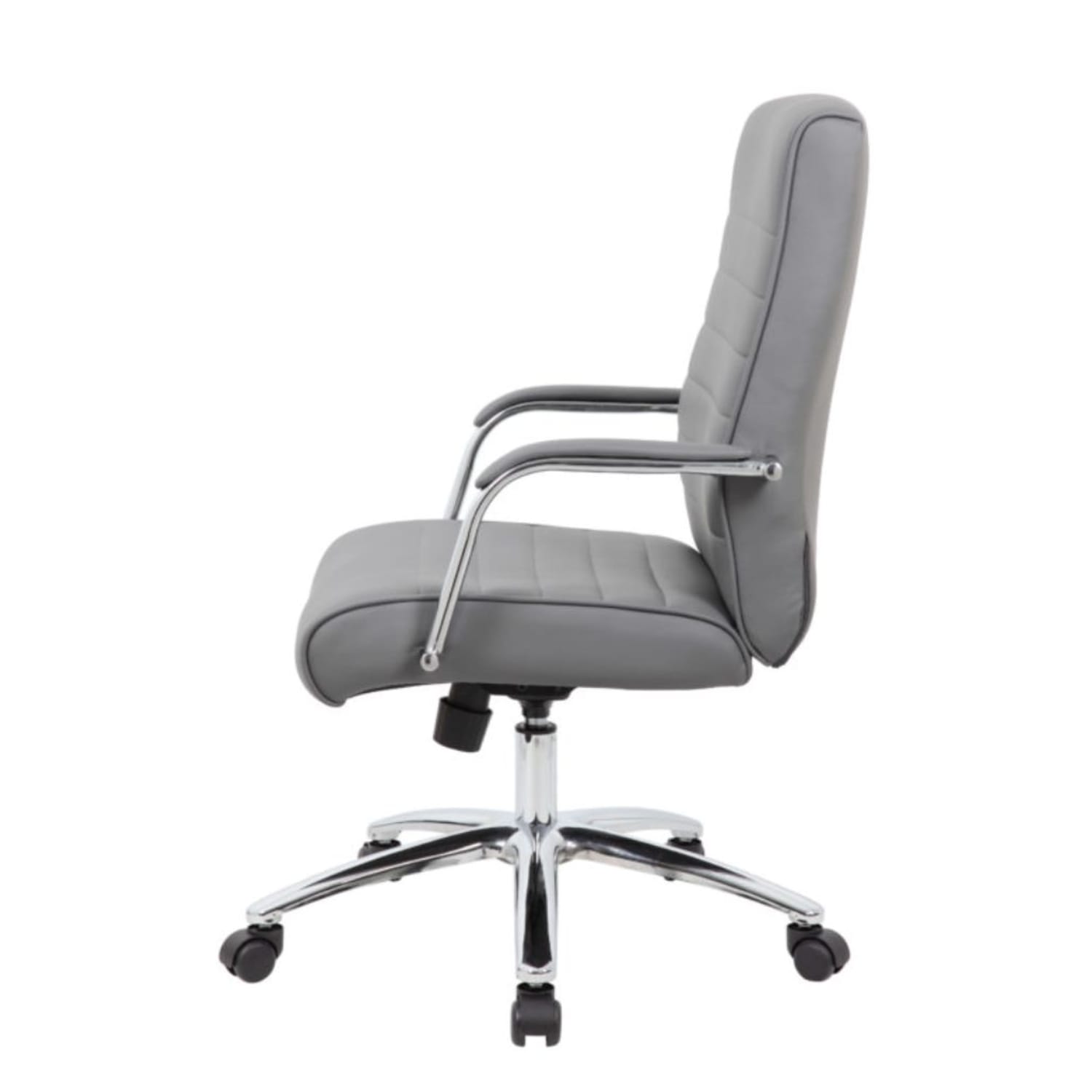 Boss Office Products Modern Vinyl High Back Conference Executive Office Chair Ribbed Gray PopularChairscom