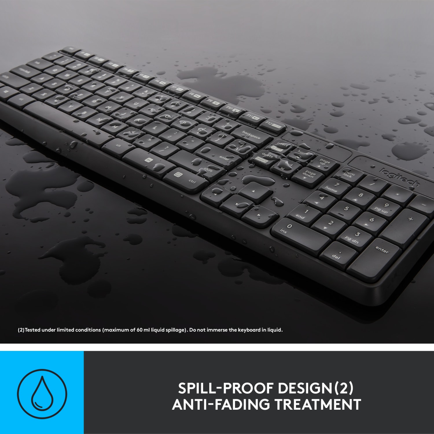 Logitech MK235 Wireless Straight Full-Size Keyboard & Ambidextrous Optical Mouse, Black - Image 6