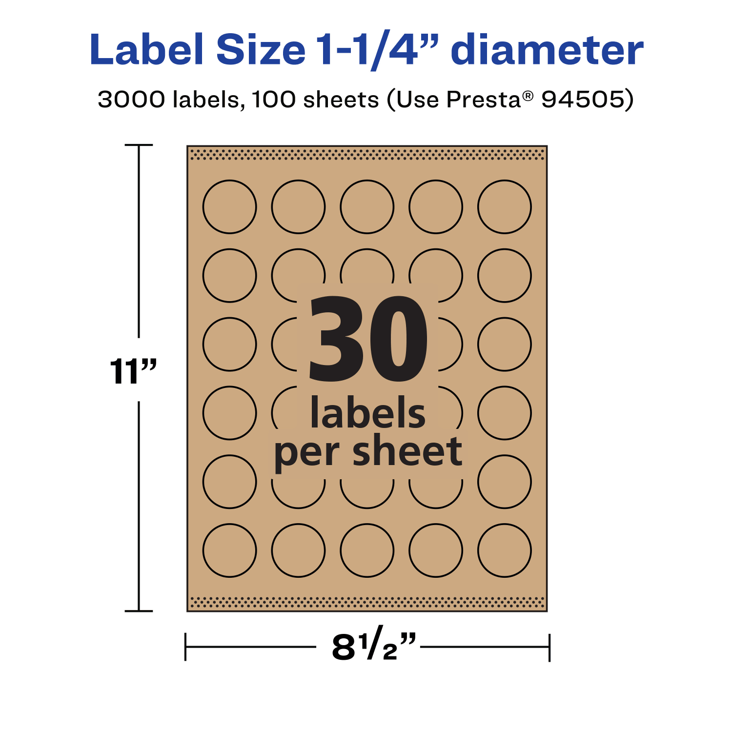 Avery Kraft Permanent Labels With Sure Feed, 94505-KMP100, Round, 1-1/4in Diameter, Brown, Pack Of 3,000 - Image 6
