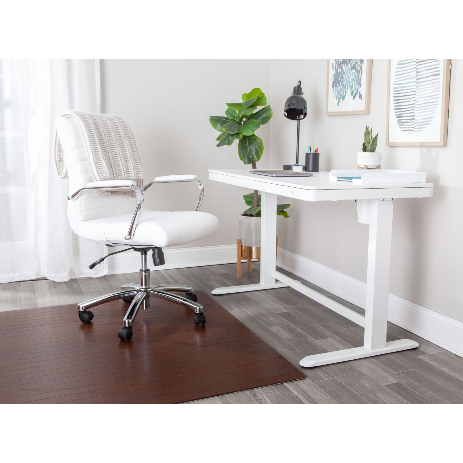 Realspace Bamboo Chair Mat, 48in x 52in, Brown - Image 6