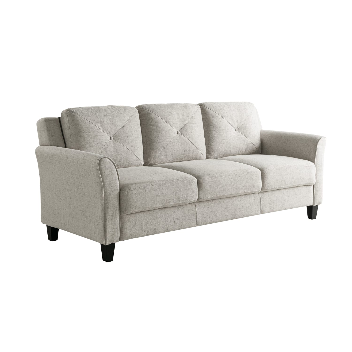 Lifestyle Solutions Hanson Microfiber Sofa With Curved Arms, Beige/Black - Image 4