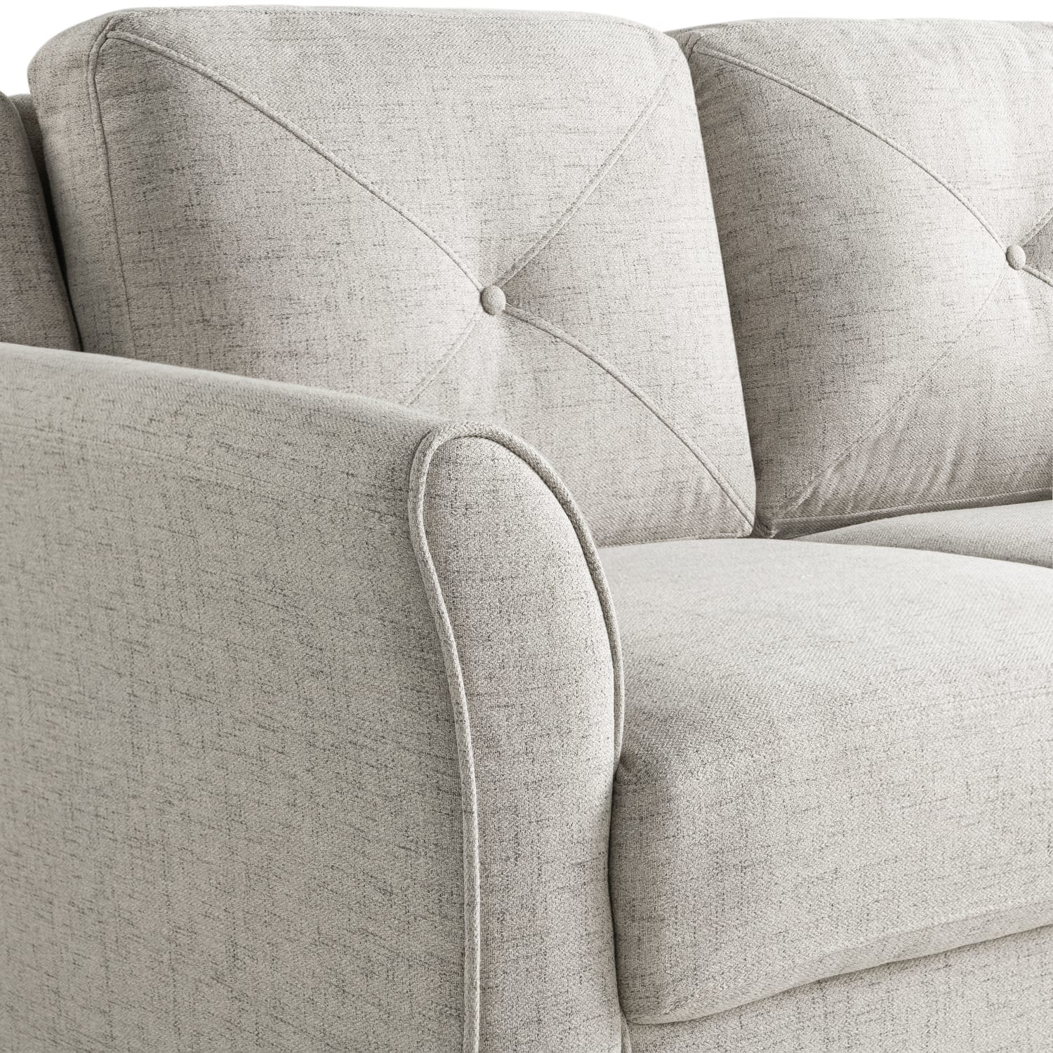 Lifestyle Solutions Hanson Microfiber Sofa With Curved Arms, Beige/Black - Image 9